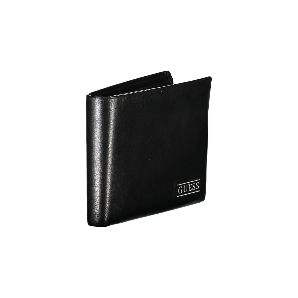 Guess Jeans Elegantes Schwarzes Leder Bifold Wallet