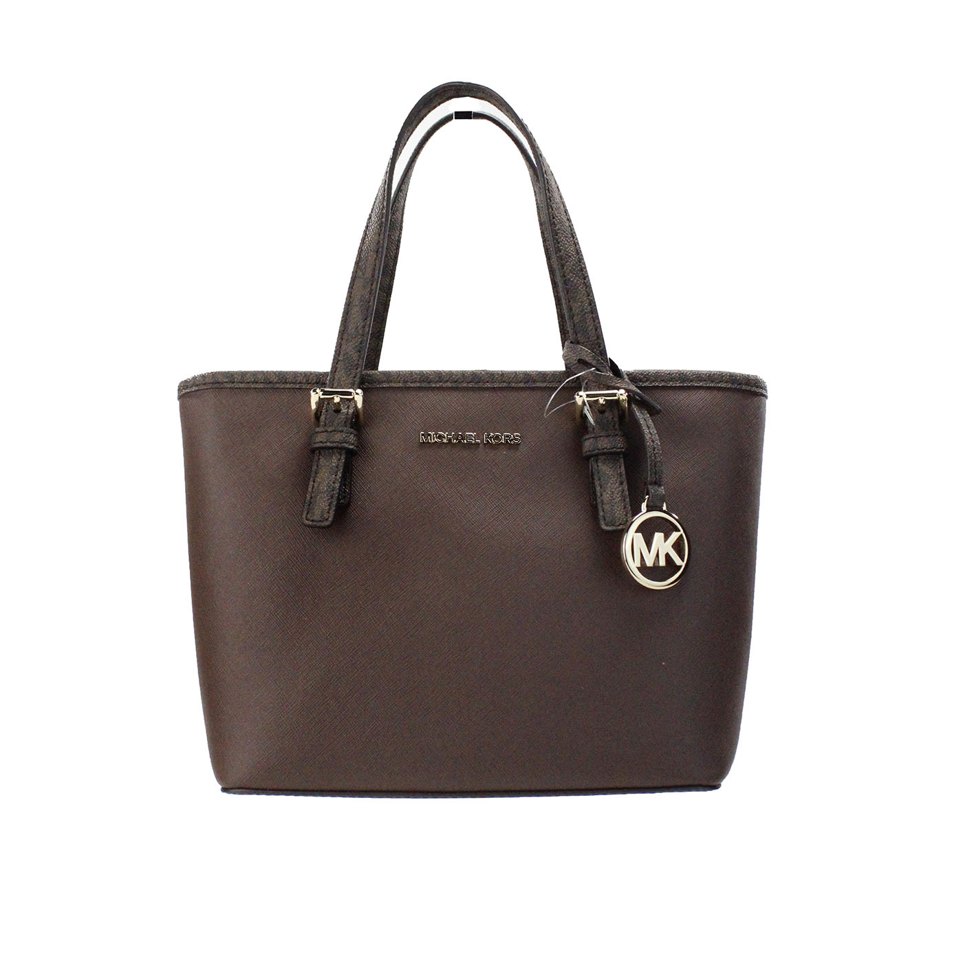 Michael Kors Jet Set Mocha Leder XS Carryall Top Zip Tote Bag Geldbörse