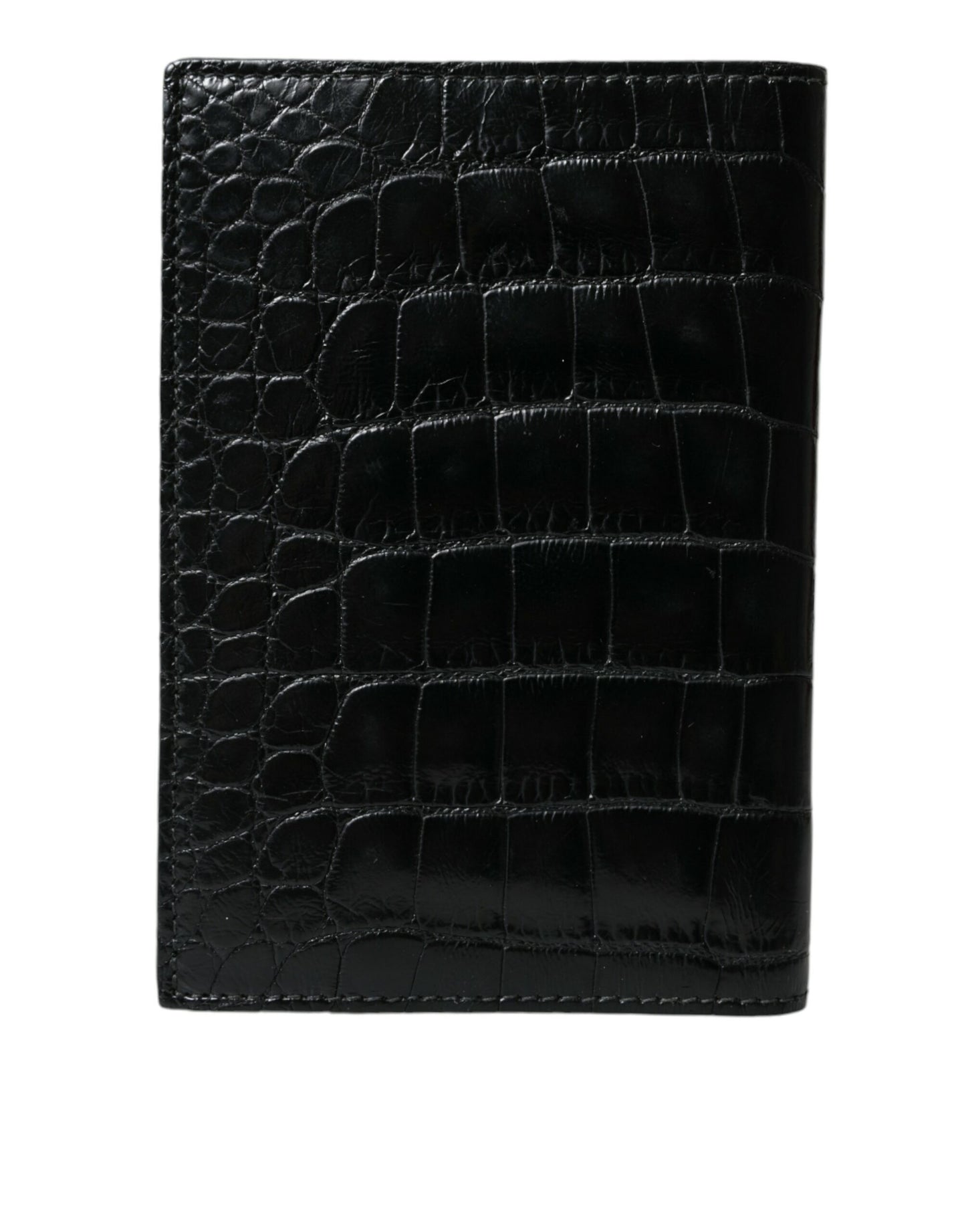 Dolce & Gabbana Schwarzes exotisches Leder Langes Bifold Passport Holder