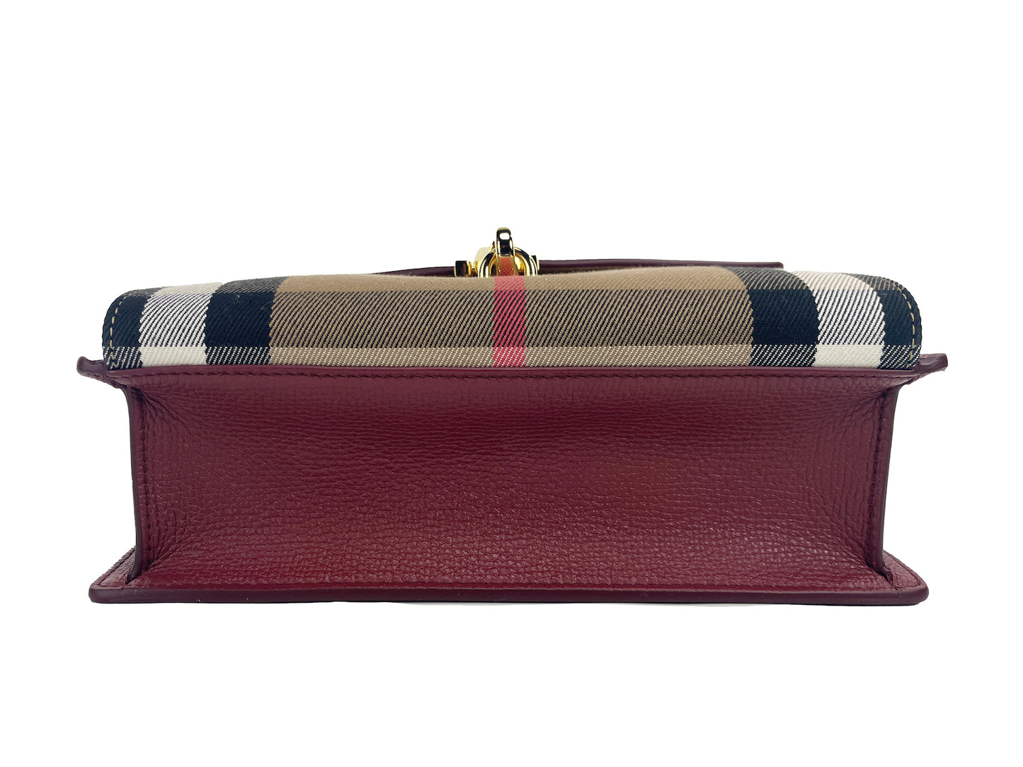 Burberry Macken Small Crimson House Check Leder Crossbody Tasche