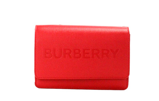 Burberry Hampshire Kleine rote Crossbody-Tasche aus Glattleder mit Logoprägung