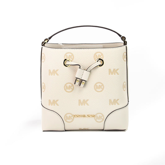 Michael Kors Mercer Small Light Cream Geprägte Drawstring Bucket Messenger Bag