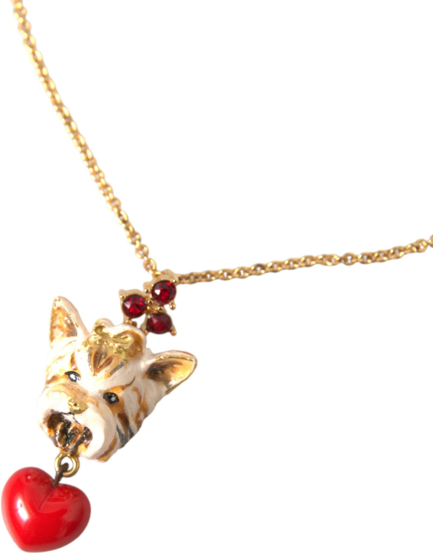 Dolce & Gabbana Gold Messing Kette Hund Herz Anhänger Charme Halskette