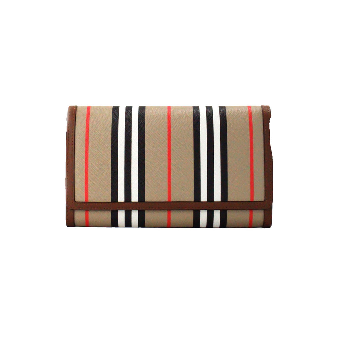 Burberry Hannah Icon Stripe Archive Tan E-Canvas Leder Geldbörse Crossbody Tasche