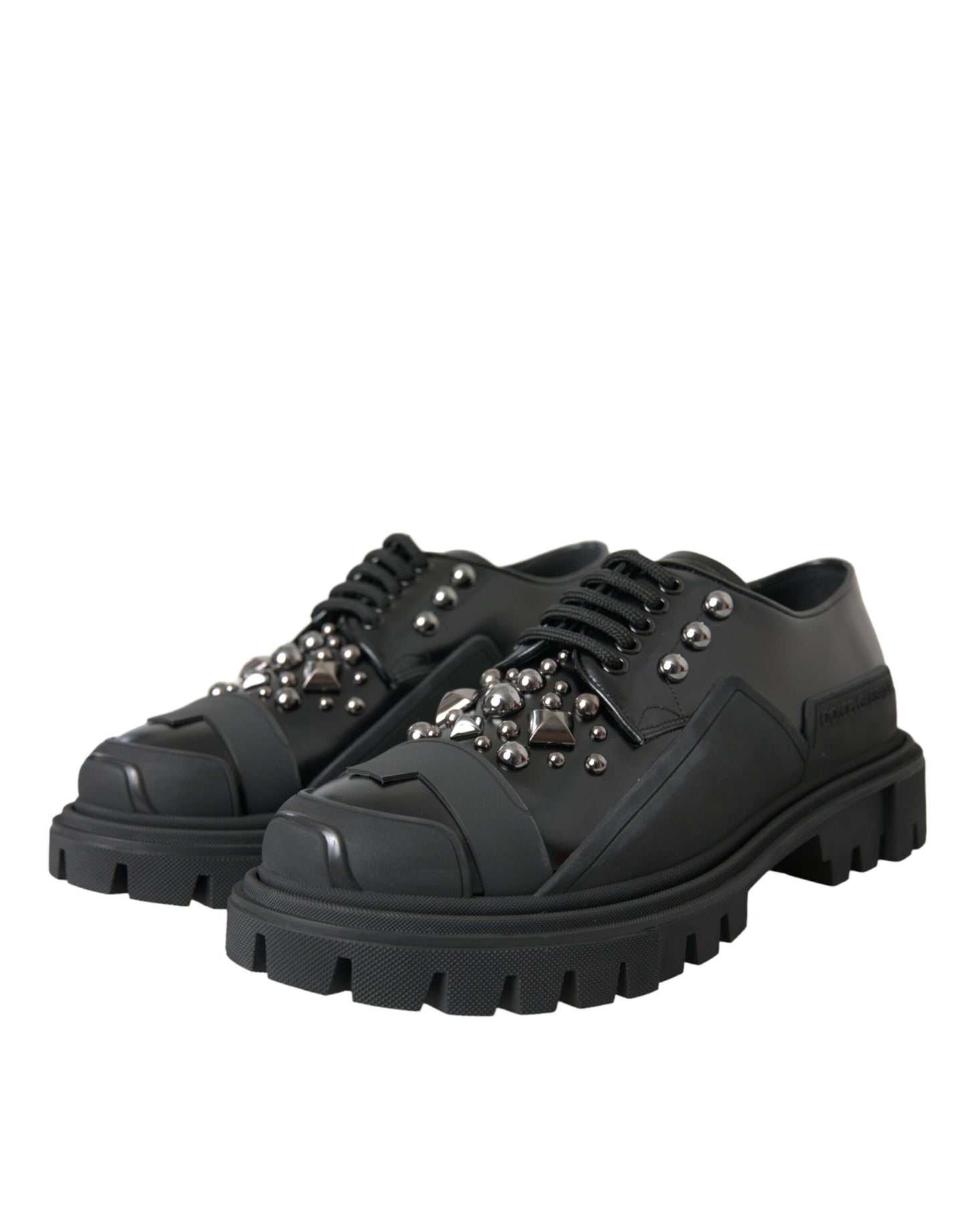 Dolce & Gabbana Schwarze Leder Nieten-Trekking-Sneakers Schuhe