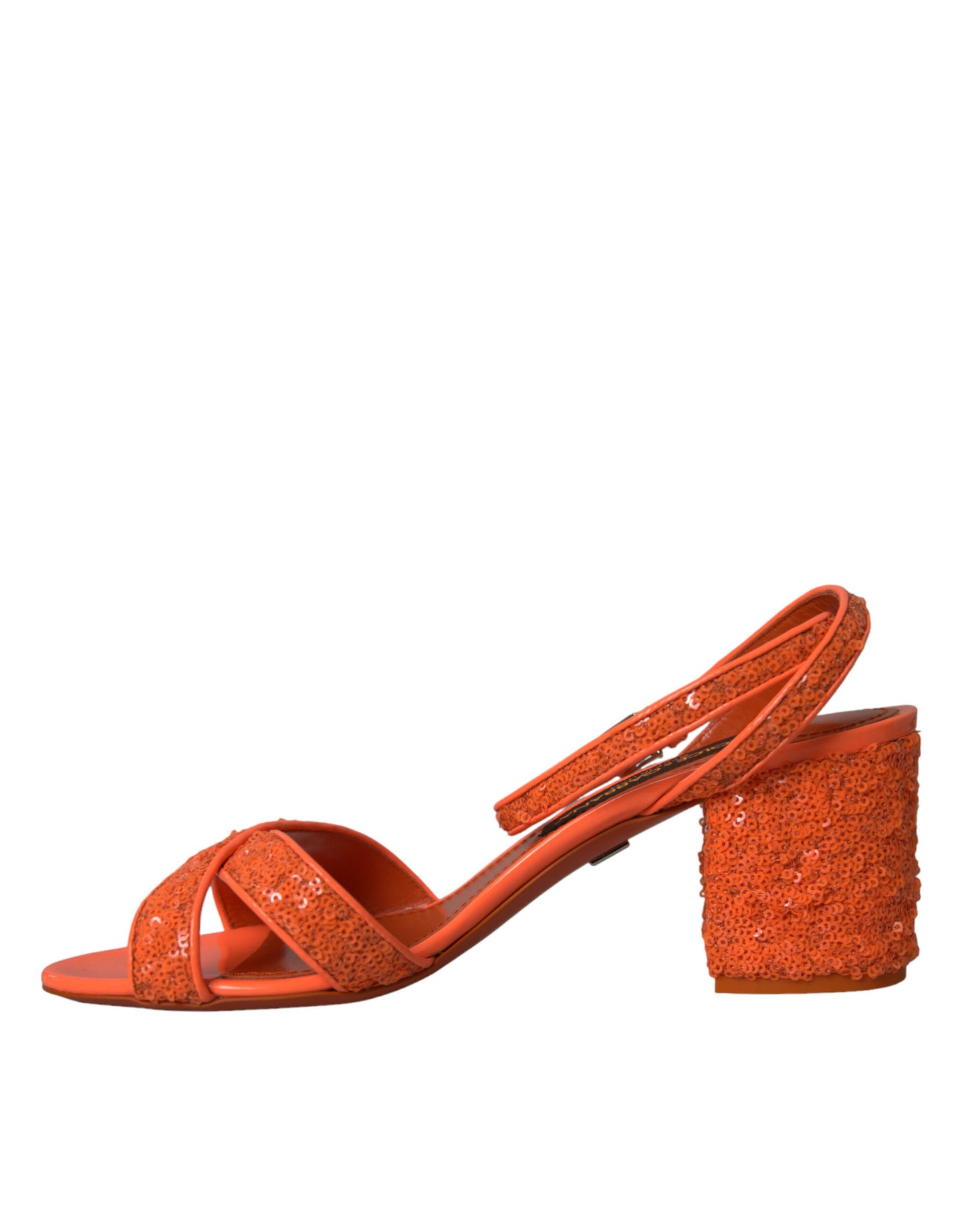 Dolce & Gabbana Orange Pailletten Riemchensandalen Schuhe