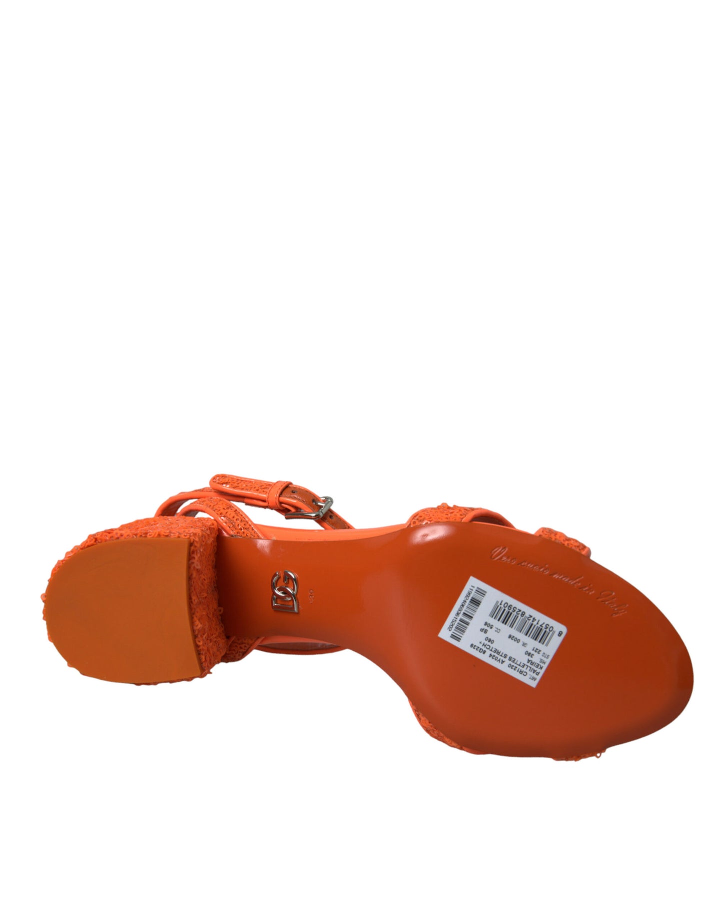 Dolce & Gabbana Orange Pailletten Riemchensandalen Schuhe