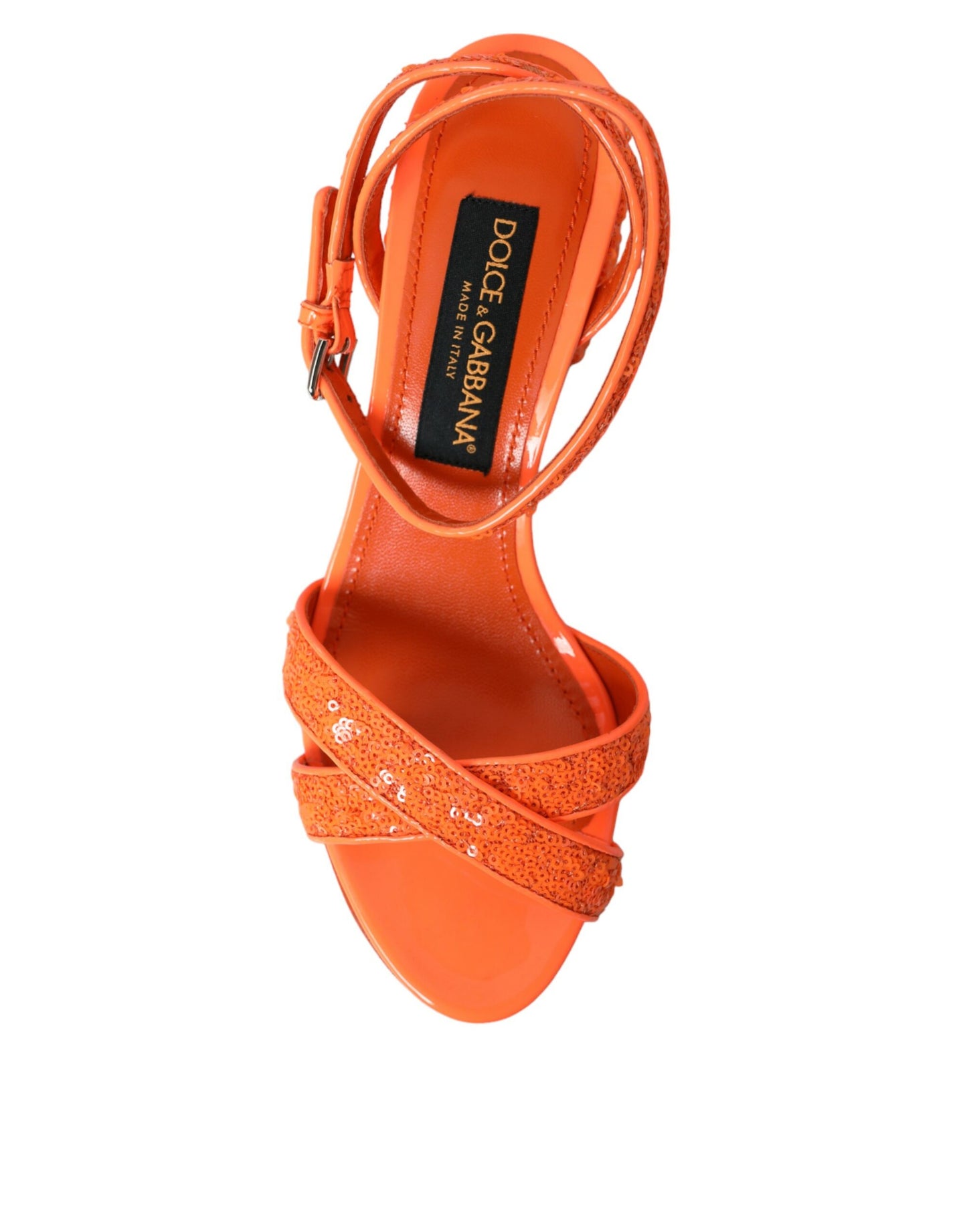 Dolce & Gabbana Orange Pailletten Riemchensandalen Schuhe