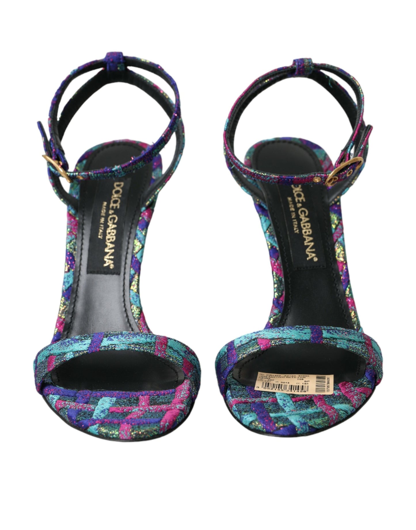 Dolce & Gabbana Multicolor Jacquard-Kristalle Sandalen Schuhe