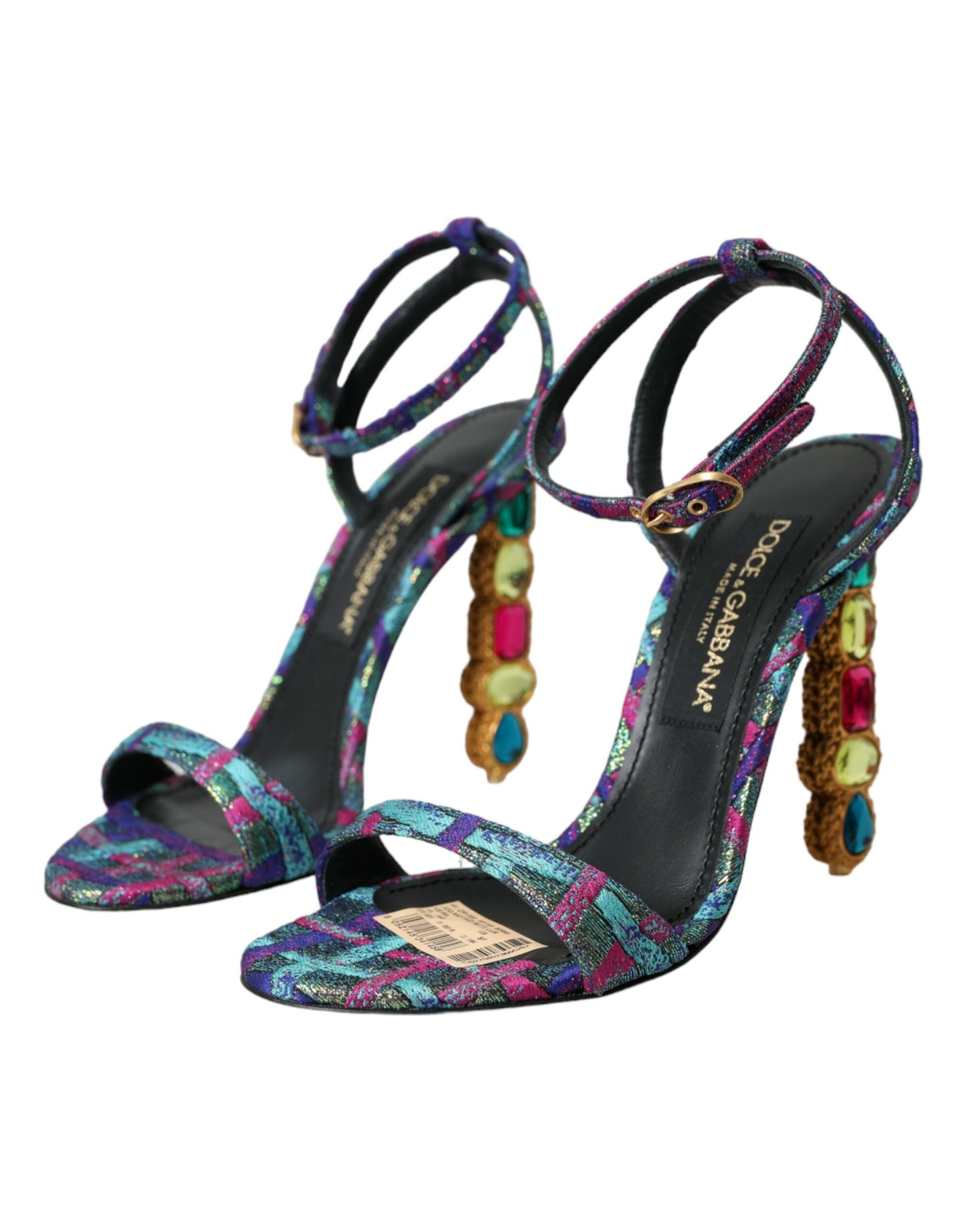 Dolce & Gabbana Multicolor Jacquard-Kristalle Sandalen Schuhe