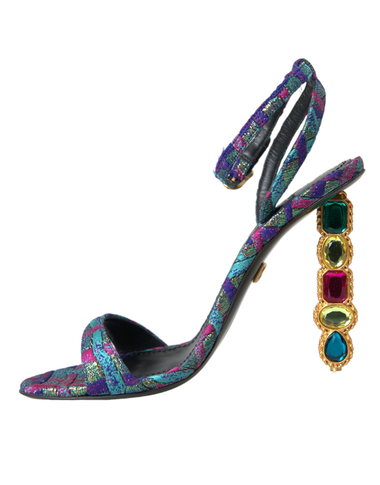 Dolce & Gabbana Multicolor Jacquard-Kristalle Sandalen Schuhe