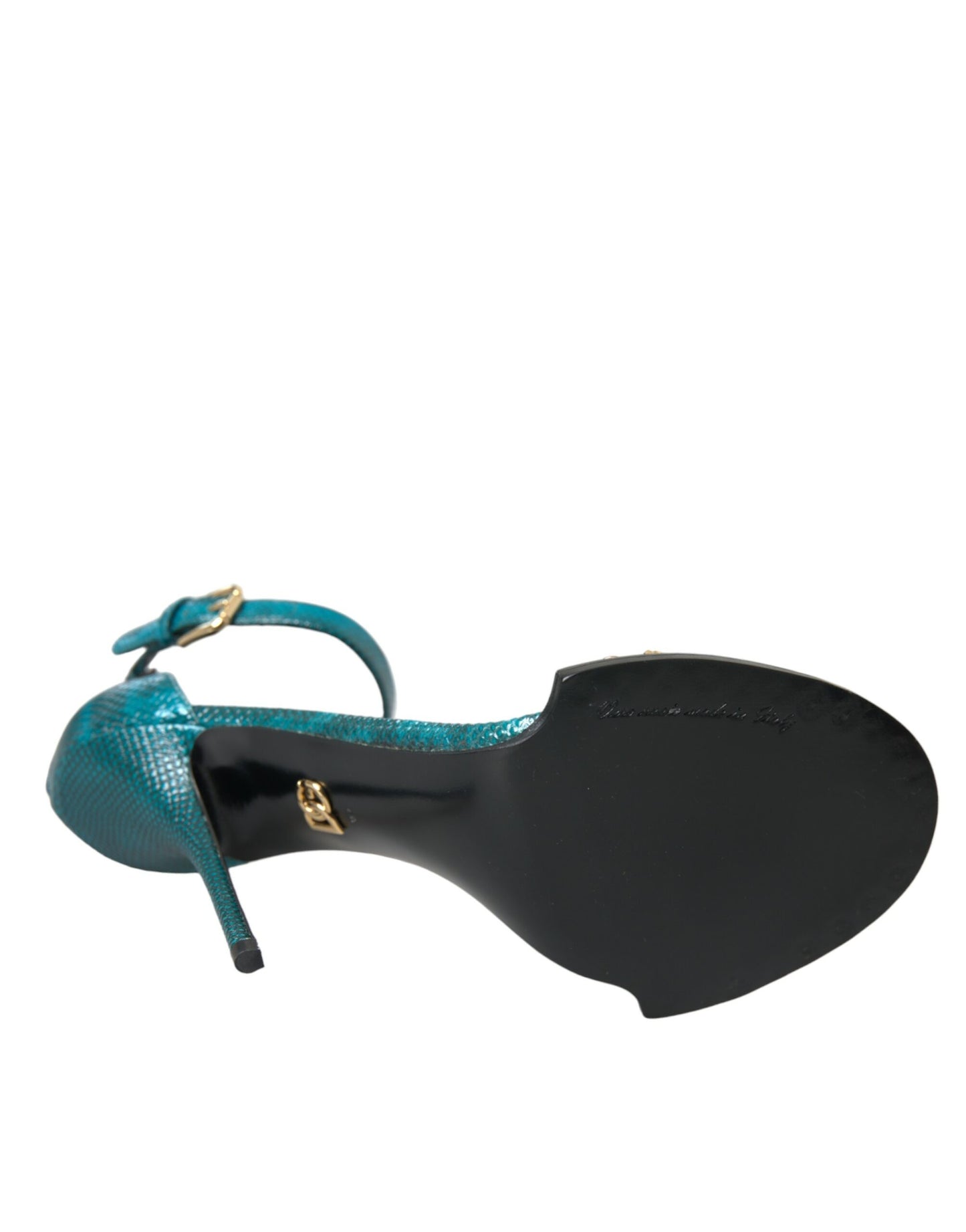 Dolce & Gabbana Blaue Exotische Leder Kristall Sandalen Schuhe