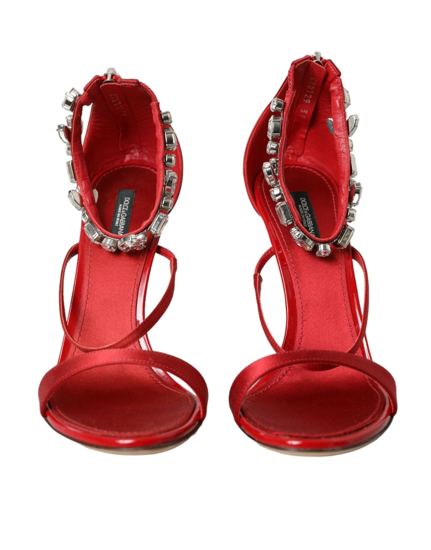 Dolce & Gabbana Keira Rot Satin Kristalle Sandalen Heels Schuhe