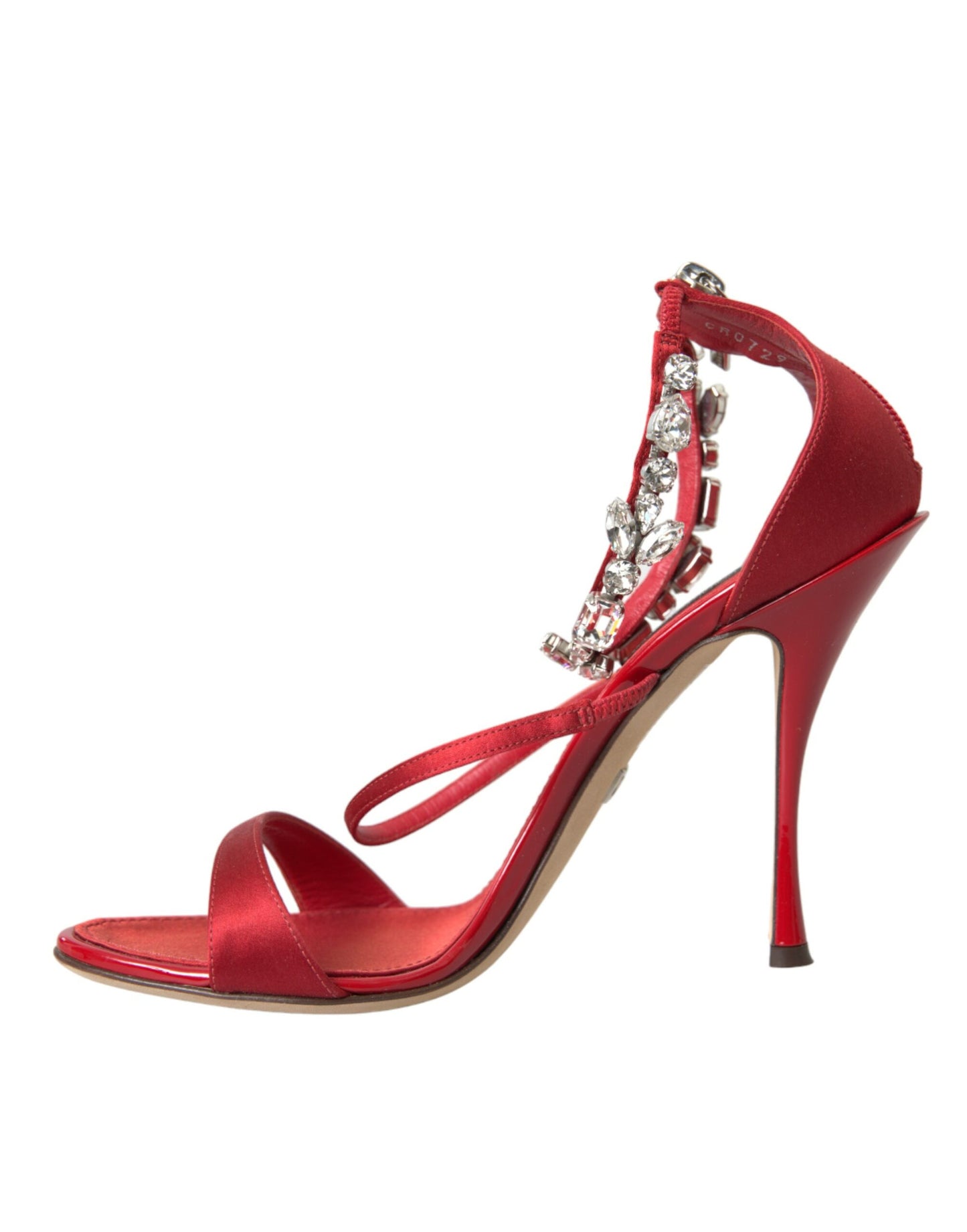 Dolce & Gabbana Keira Rot Satin Kristalle Sandalen Heels Schuhe