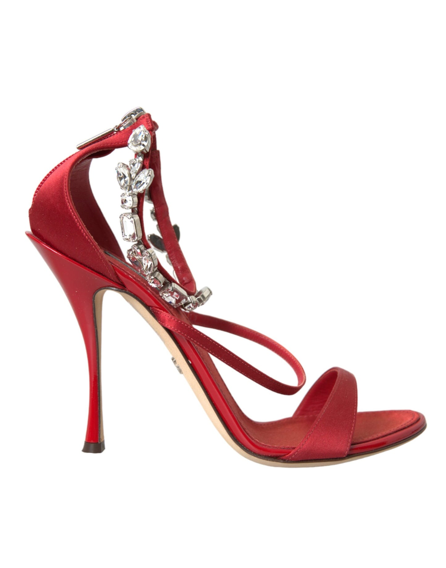 Dolce & Gabbana Keira Rot Satin Kristalle Sandalen Heels Schuhe