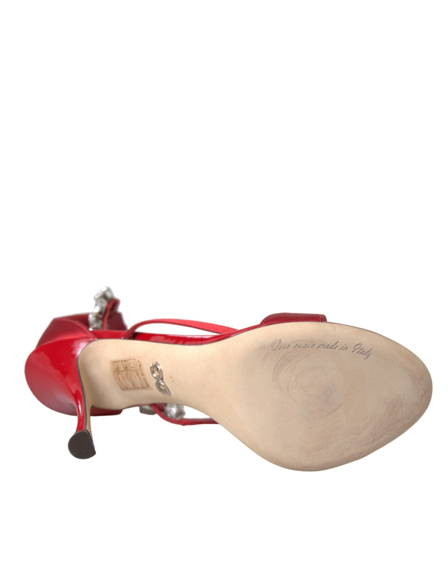 Dolce & Gabbana Keira Rot Satin Kristalle Sandalen Heels Schuhe