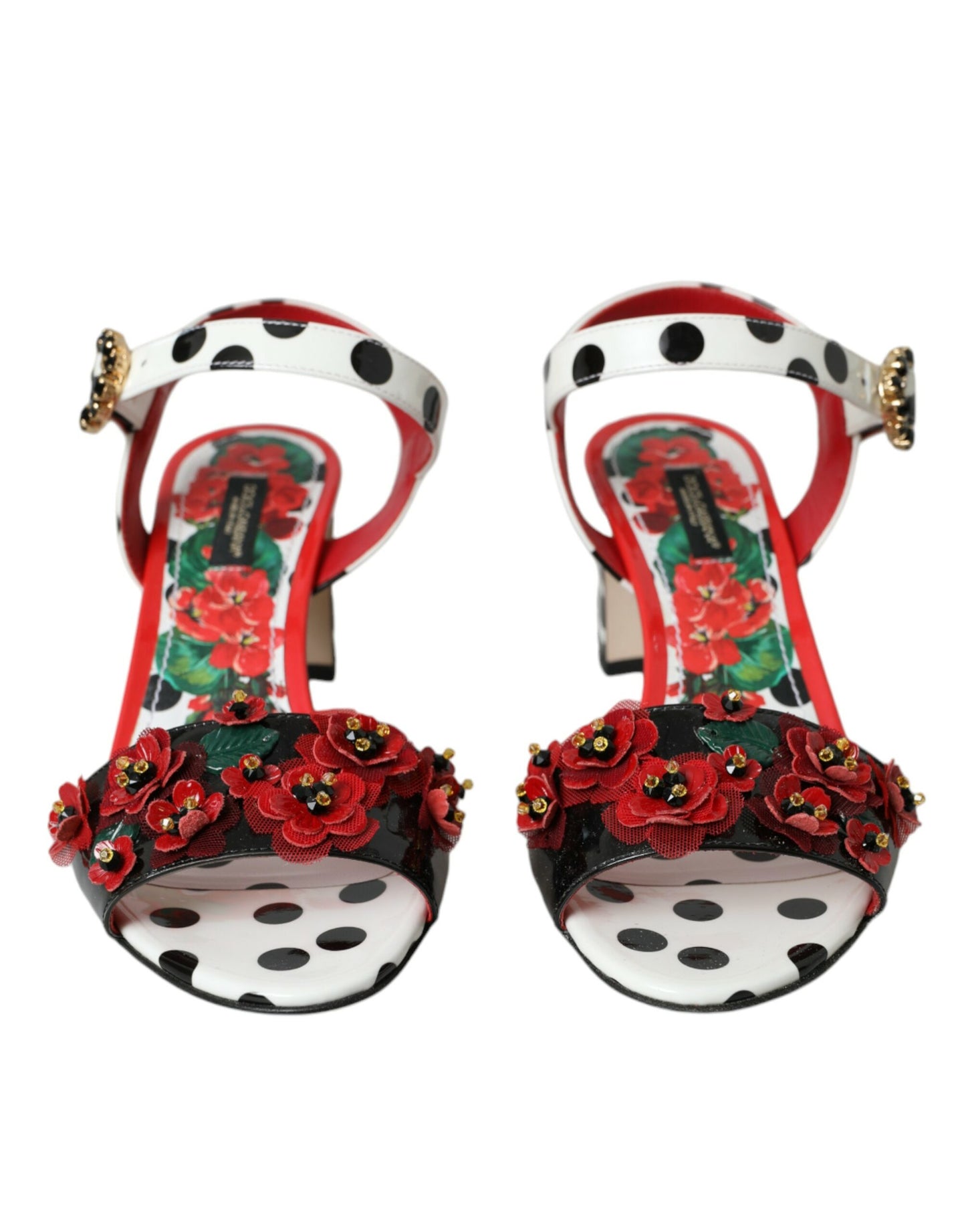 Dolce & Gabbana Multicolor Floral Crystal Leder Sandalen Schuhe