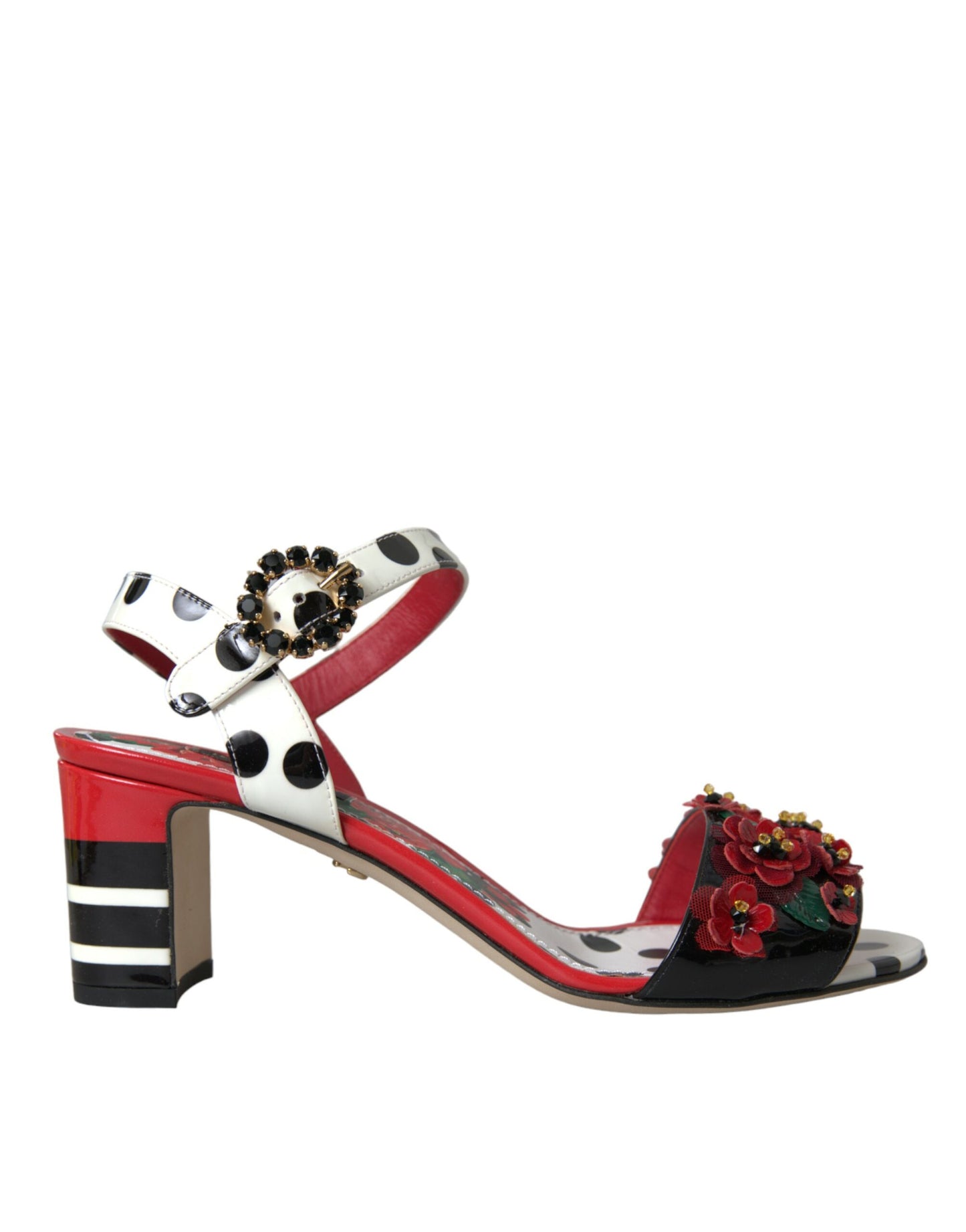 Dolce & Gabbana Multicolor Floral Crystal Leder Sandalen Schuhe