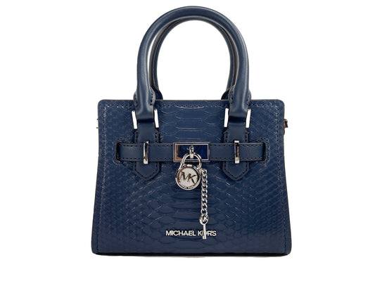 Michael Kors Hamilton XS Navy Snake Satchel Crossbody Bag Geldbörse