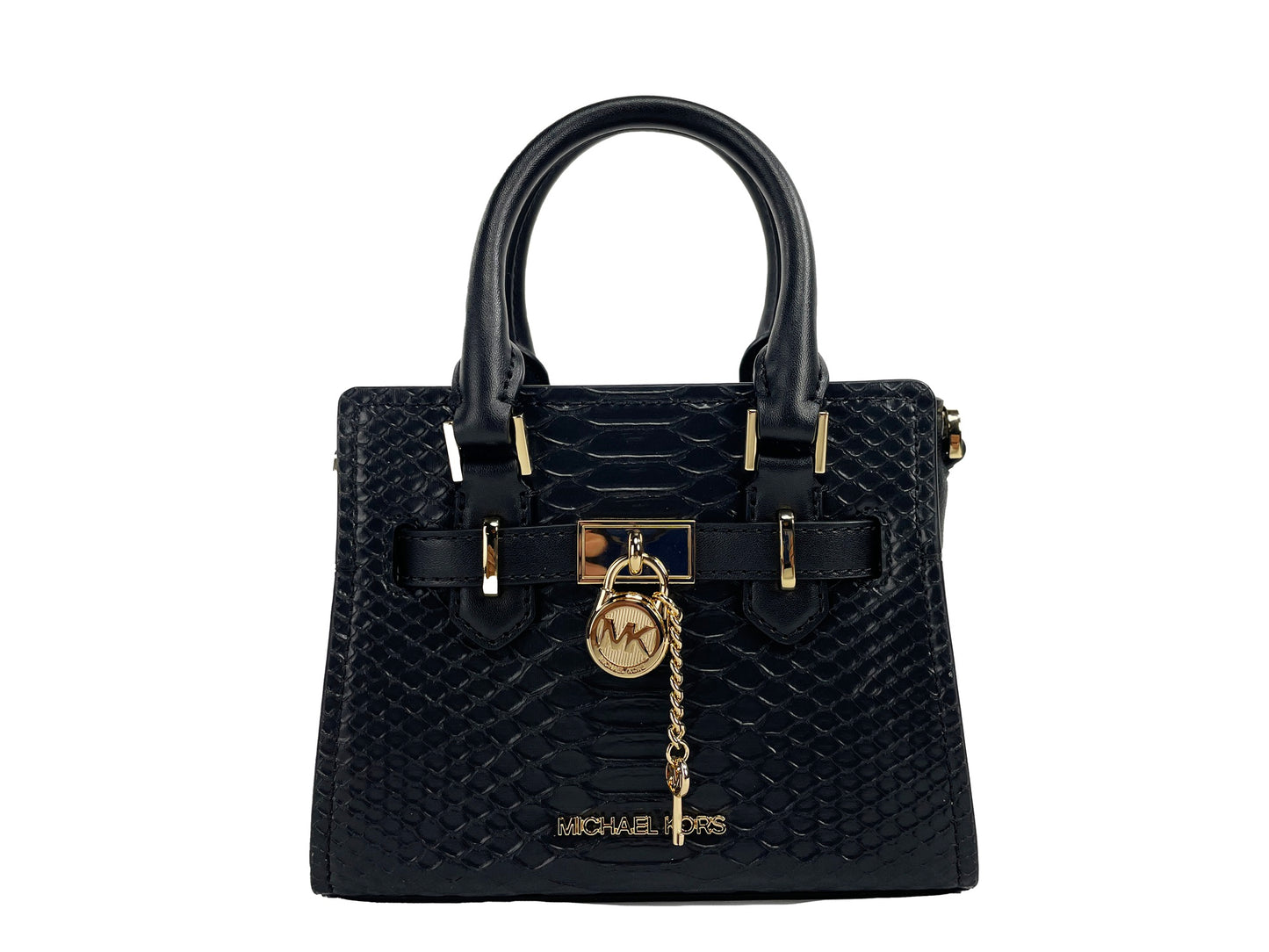 Michael Kors Hamilton XS Schwarz Snake Satchel Crossbody Bag Geldbörse