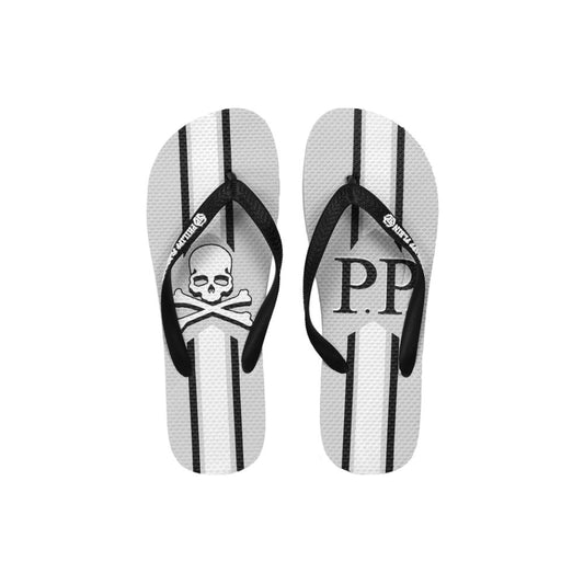 Philipp Plein Schicke graue Damen-Flip-Flops mit Logo-Print