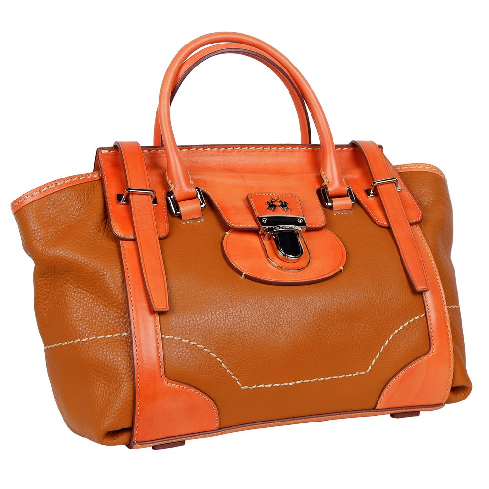 La Martina Orangefarbene Lederhandtasche