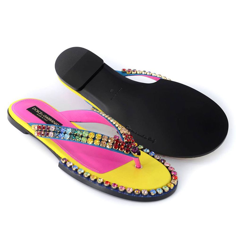 Dolce & Gabbana Kristallverzierte Flip-Flops aus Seidenmischung