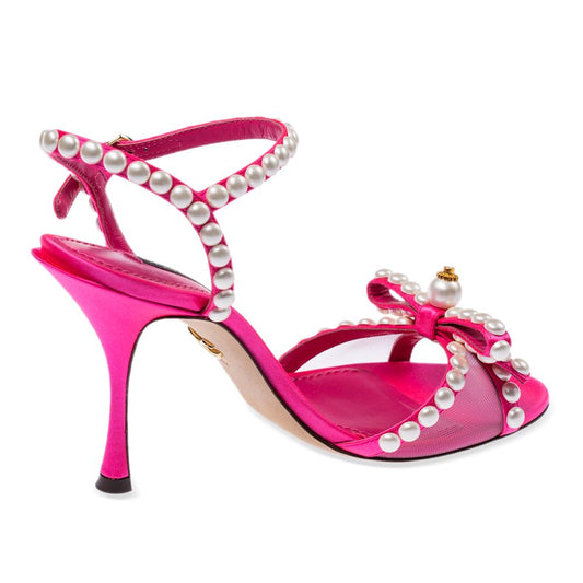 Dolce & Gabbana Elegante Sandalen in Fuchsia mit Perlendetails