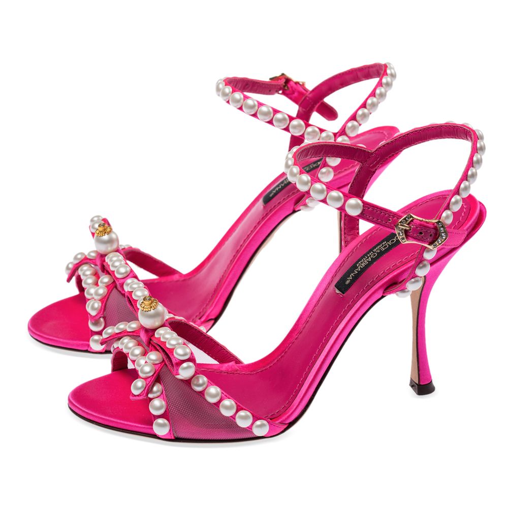 Dolce & Gabbana Elegante Sandalen in Fuchsia mit Perlendetails