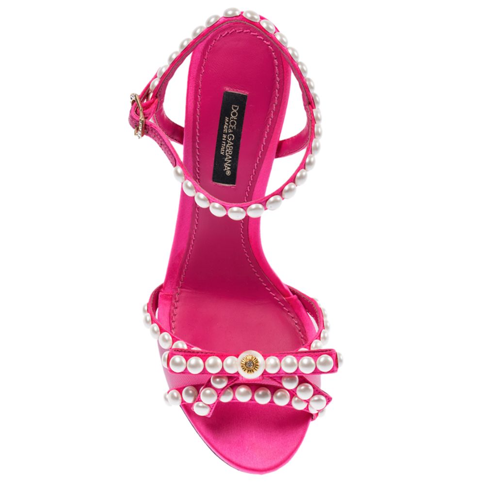 Dolce & Gabbana Elegante Sandalen in Fuchsia mit Perlendetails