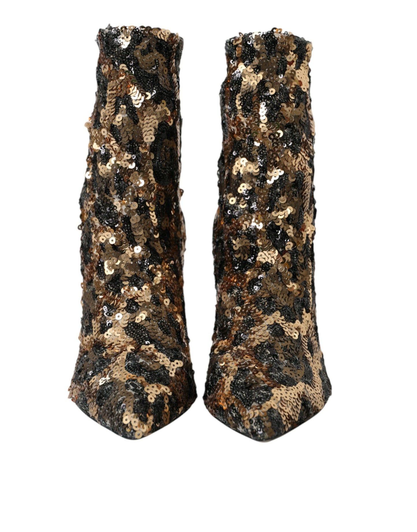 Dolce & Gabbana Gold Leopard Pailletten Heels Stiefel Schuhe