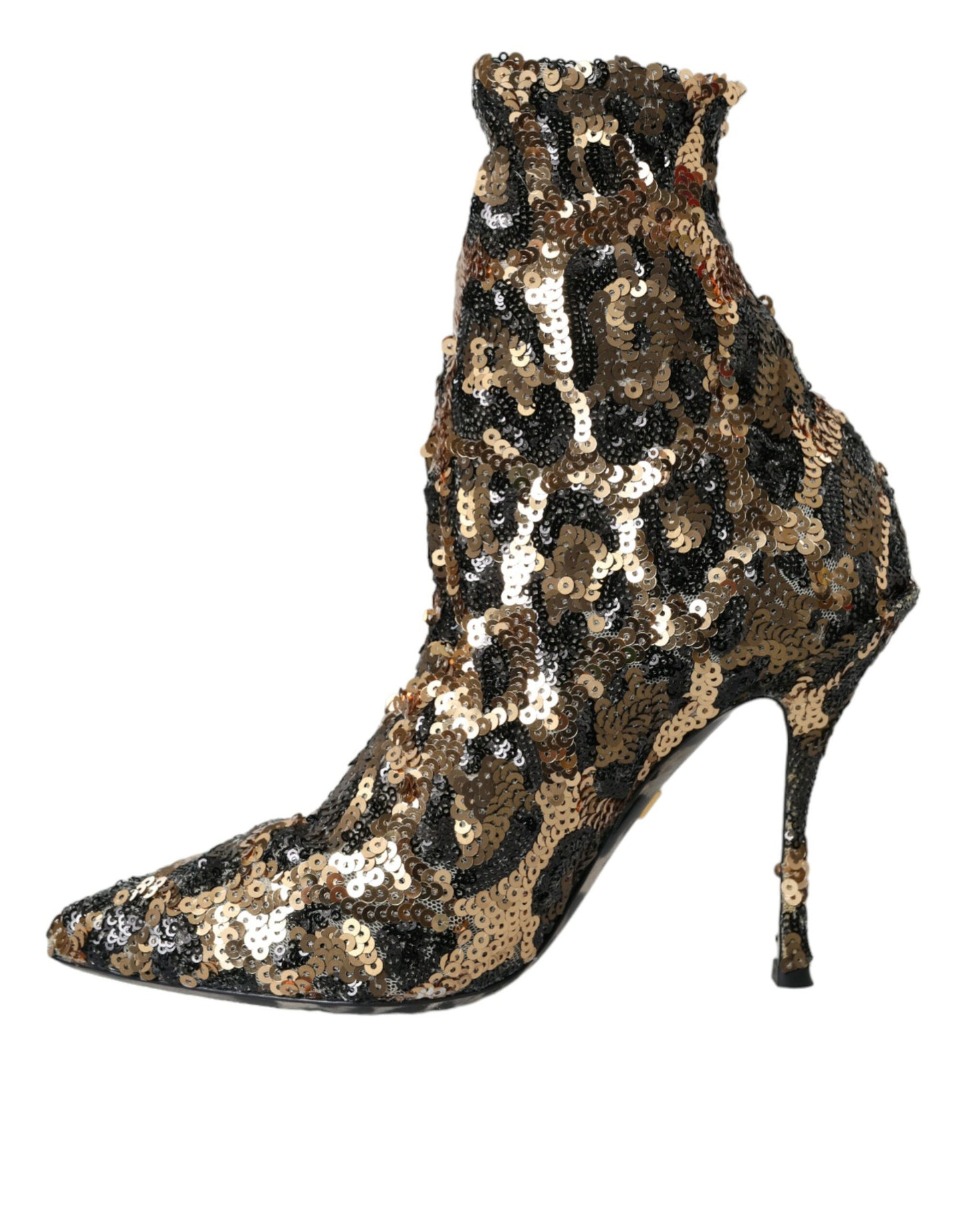 Dolce & Gabbana Gold Leopard Pailletten Heels Stiefel Schuhe