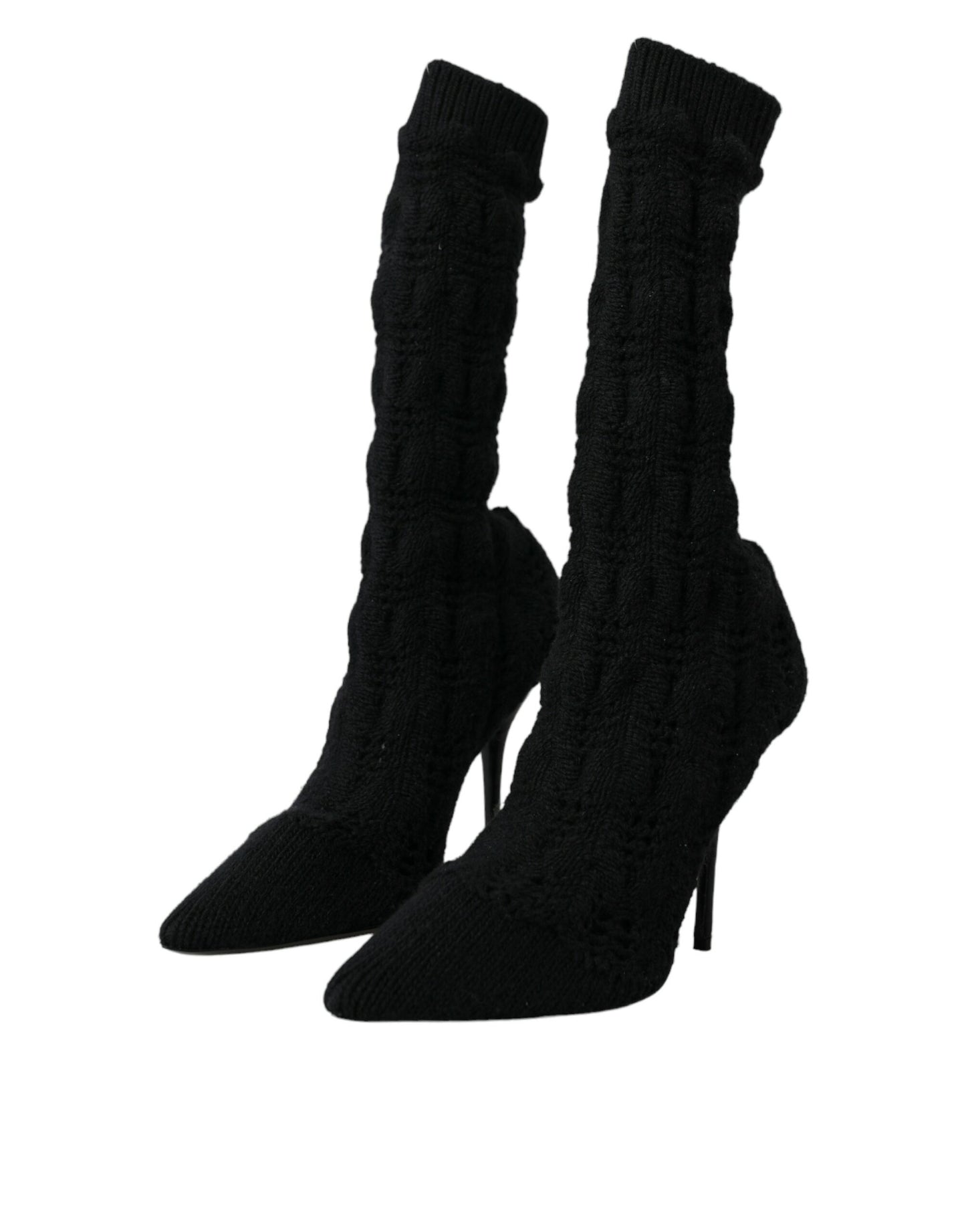 Dolce & Gabbana Schwarz Stiletto Heels Mid Calf Stiefel Schuhe