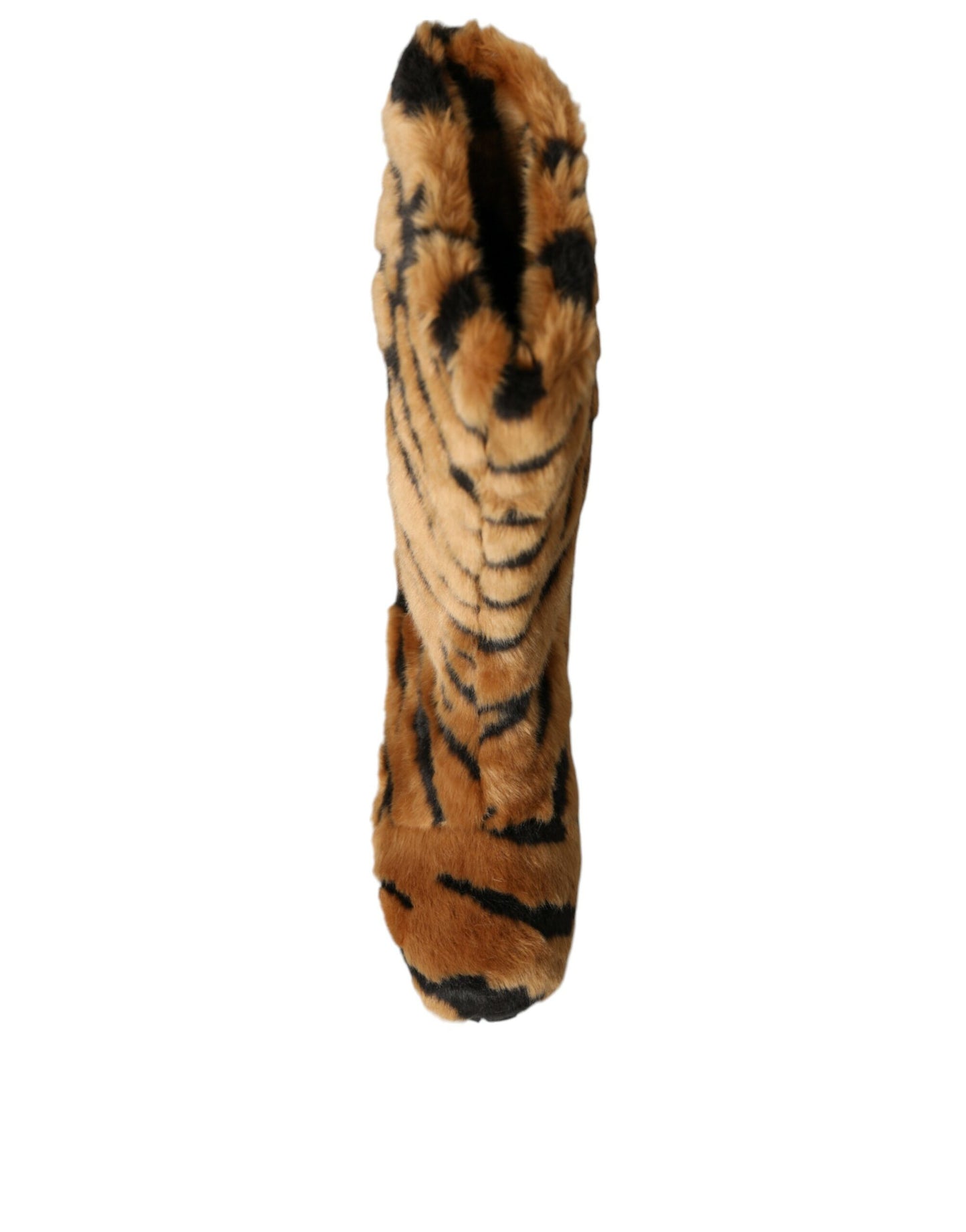 Dolce & Gabbana Braun Tiger Pelz Leder Mid Calf Stiefel Schuhe