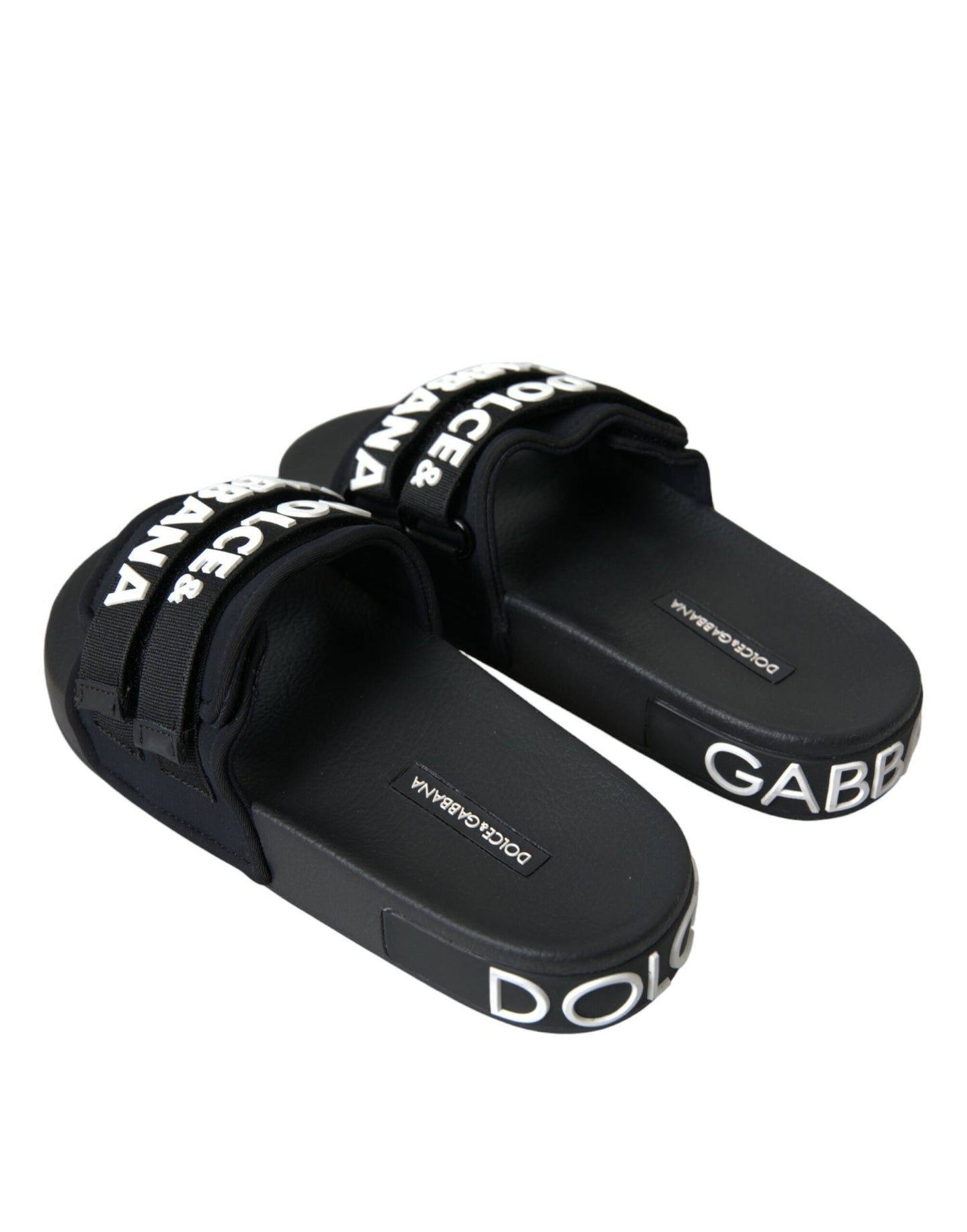 Dolce & Gabbana Schwarze Neopren Slides Flats Beachwear Schuhe