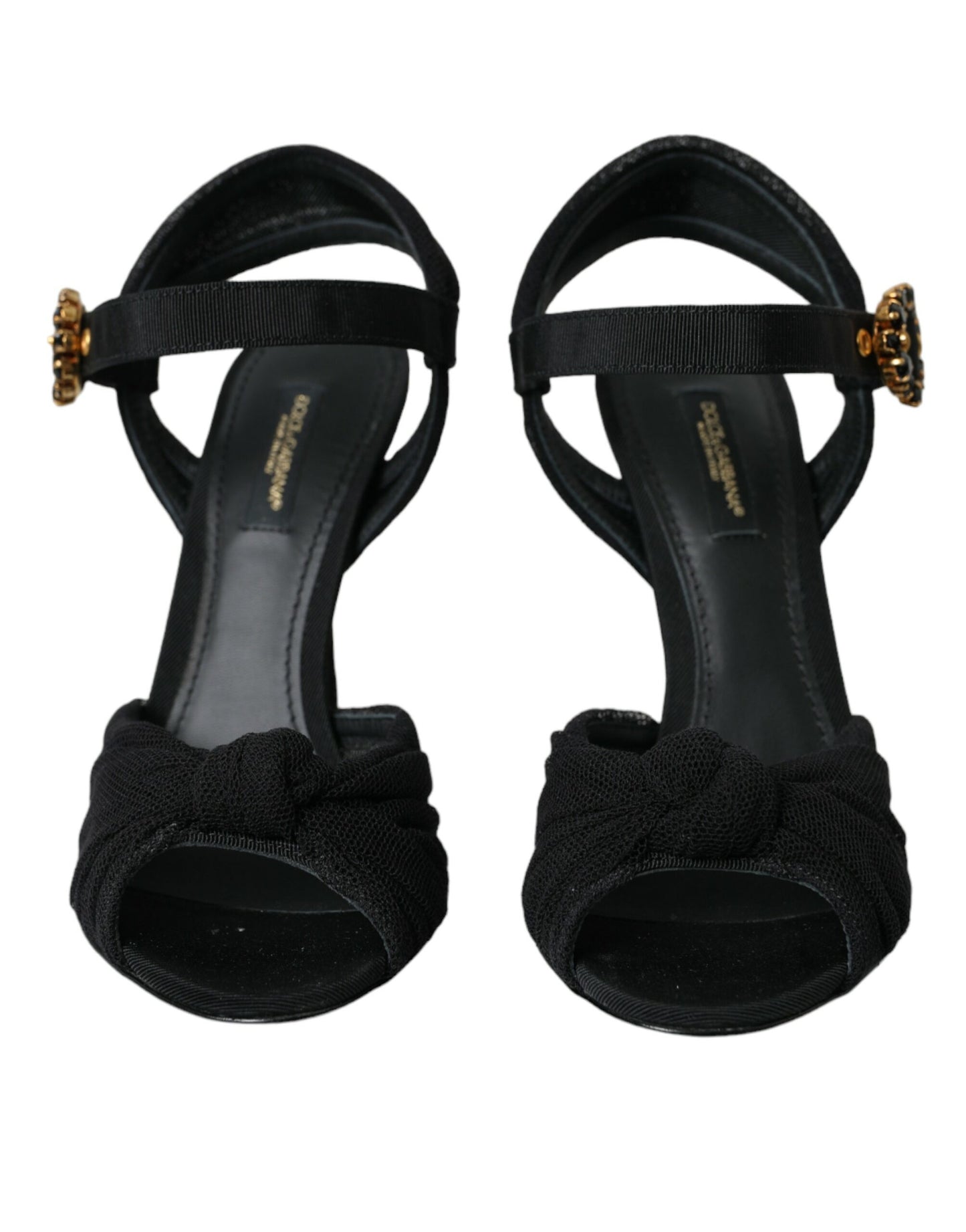 Dolce & Gabbana Schwarz Wildleder verschönert Heels Sandalen Schuhe