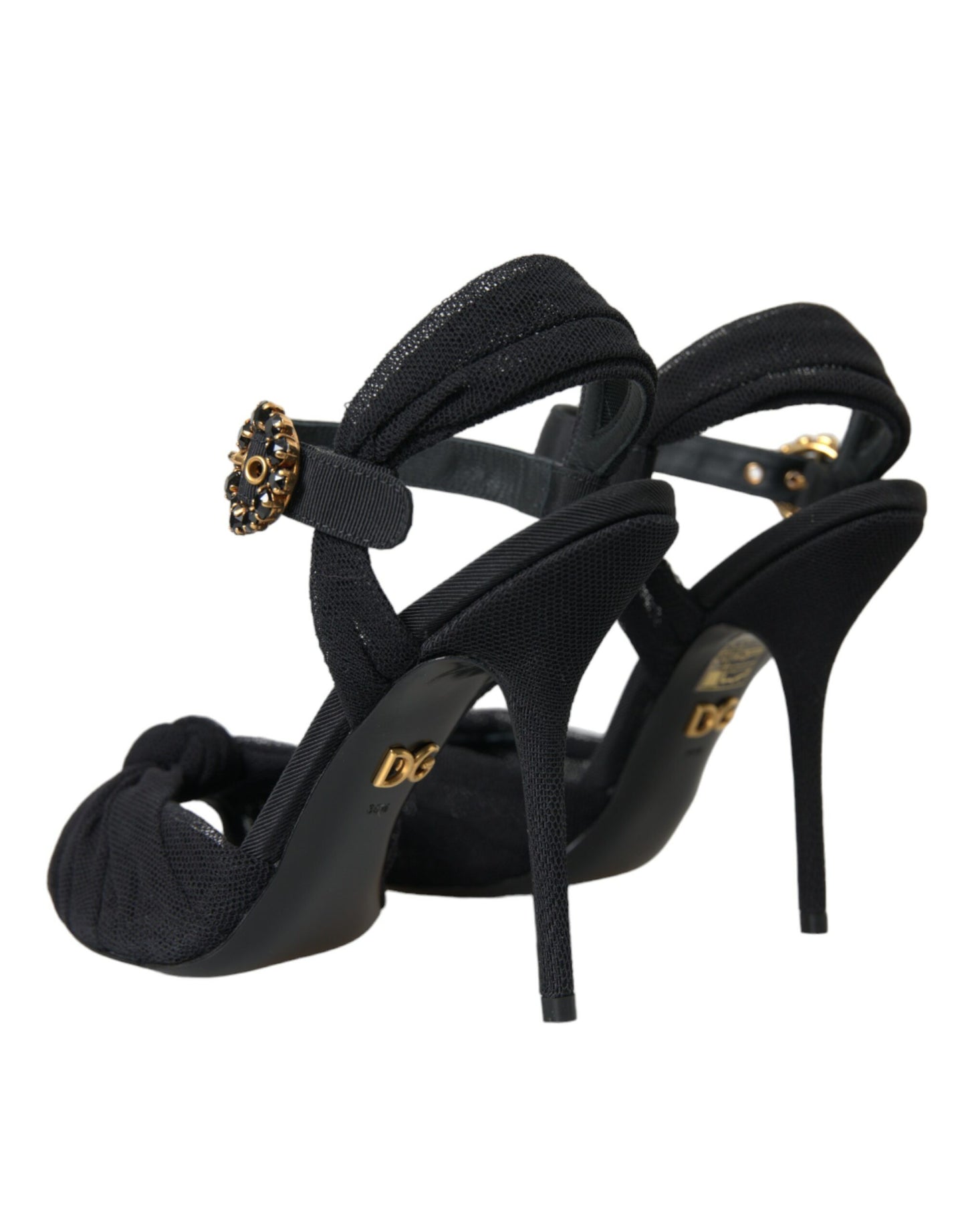 Dolce & Gabbana Schwarz Wildleder verschönert Heels Sandalen Schuhe