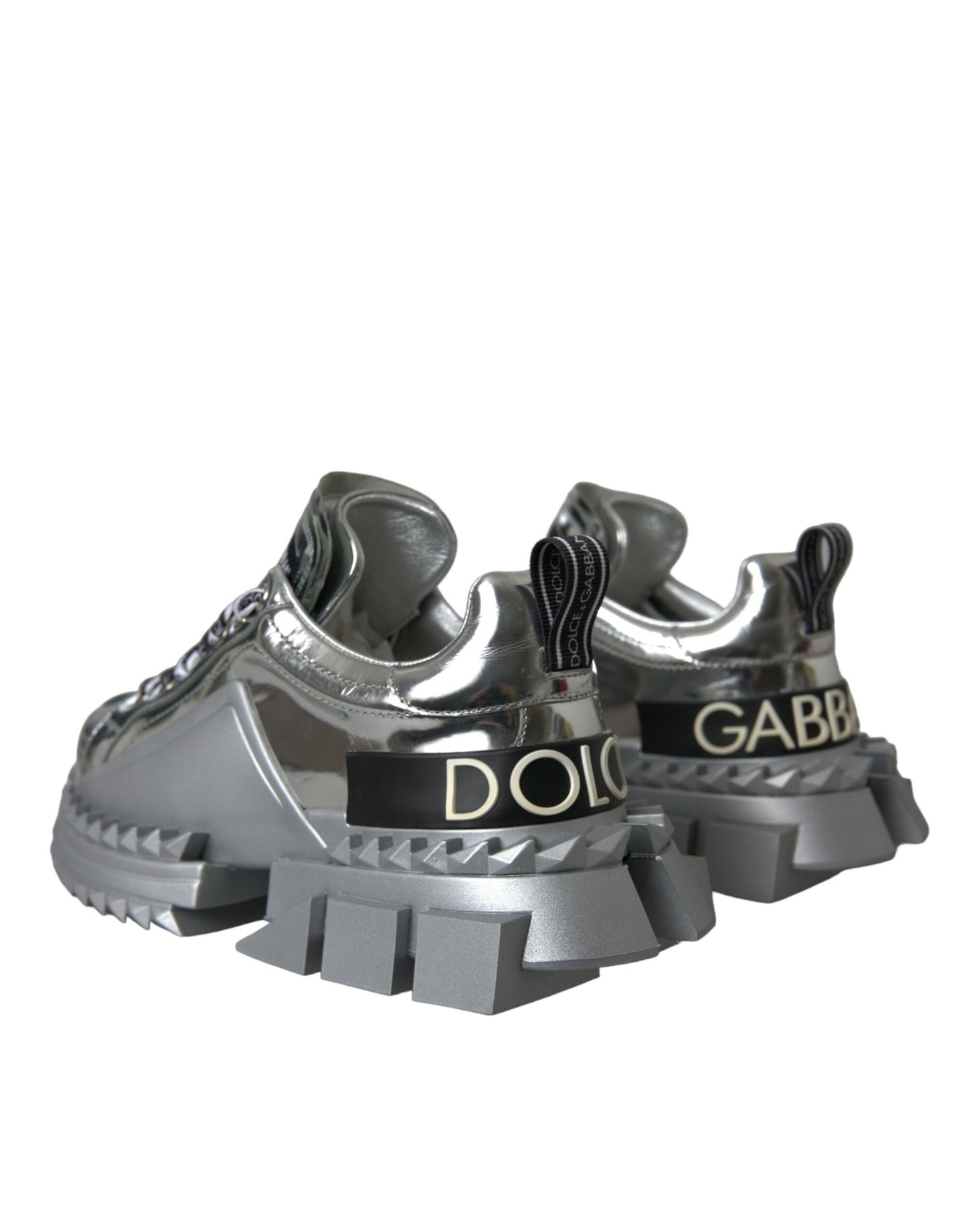 Dolce & Gabbana Silberne Leder Super Queen Sneakers Schuhe