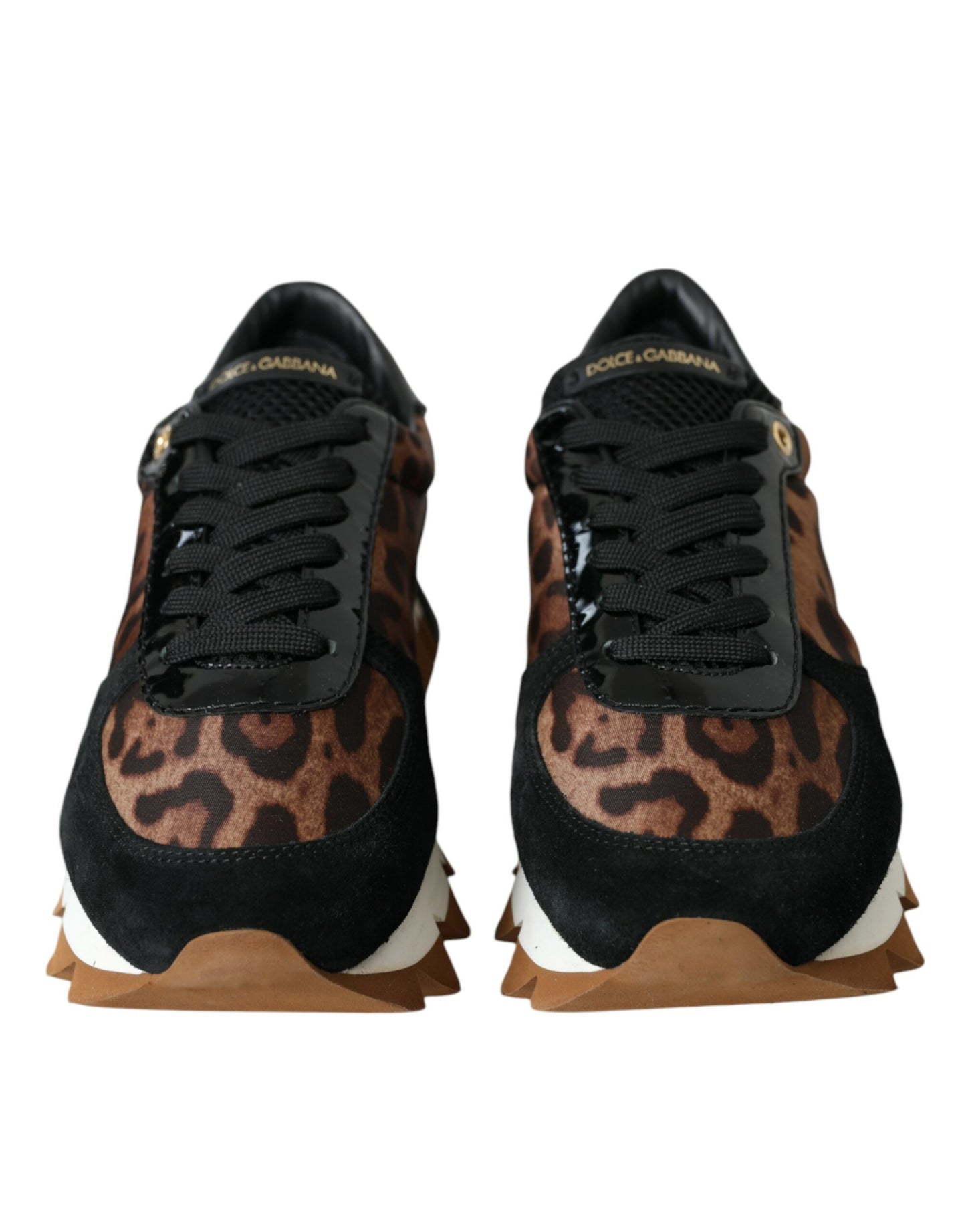 Dolce & Gabbana Schwarz Braun Leopard Low Top Leder Sneaker Schuhe