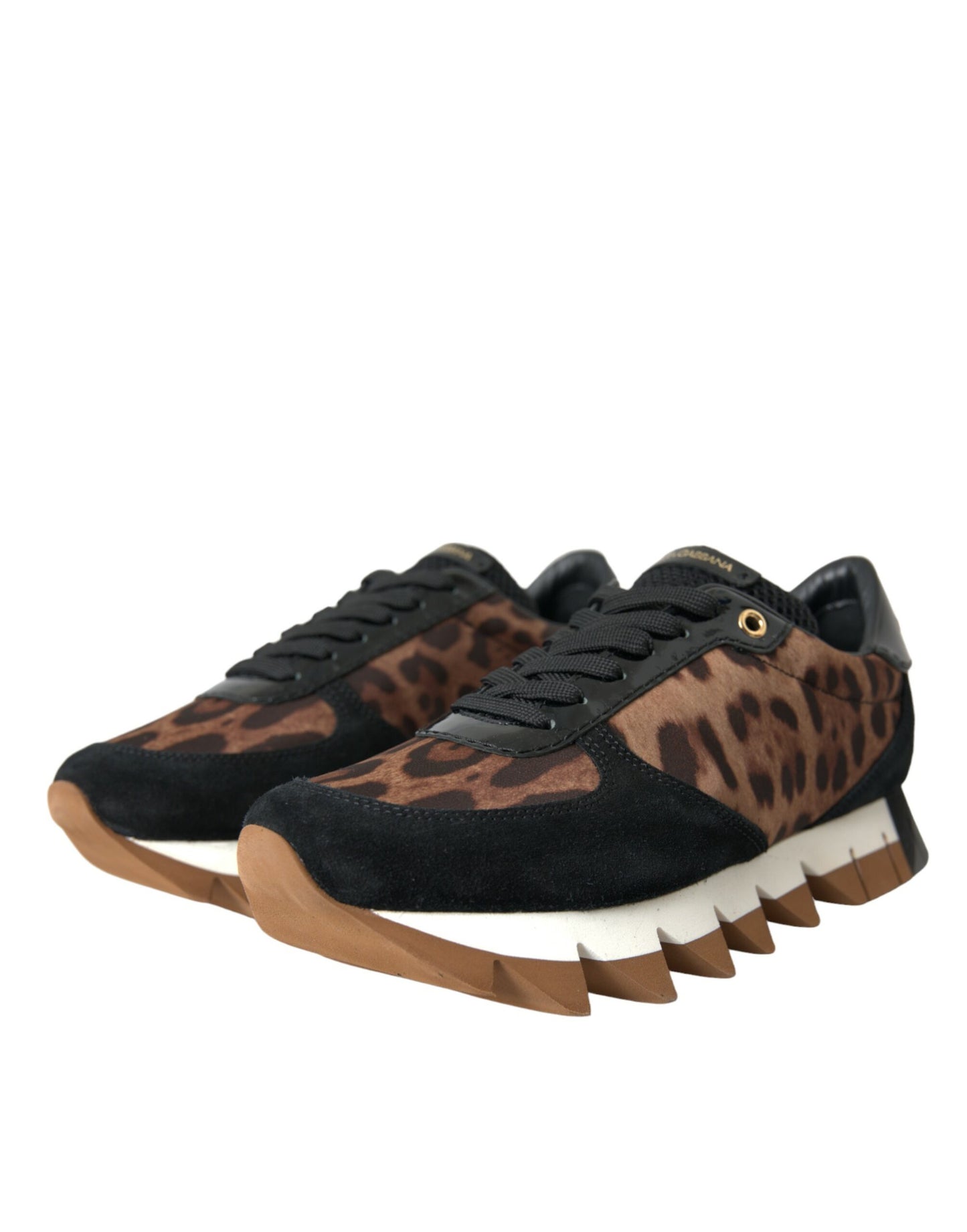 Dolce & Gabbana Schwarz Braun Leopard Low Top Leder Sneaker Schuhe