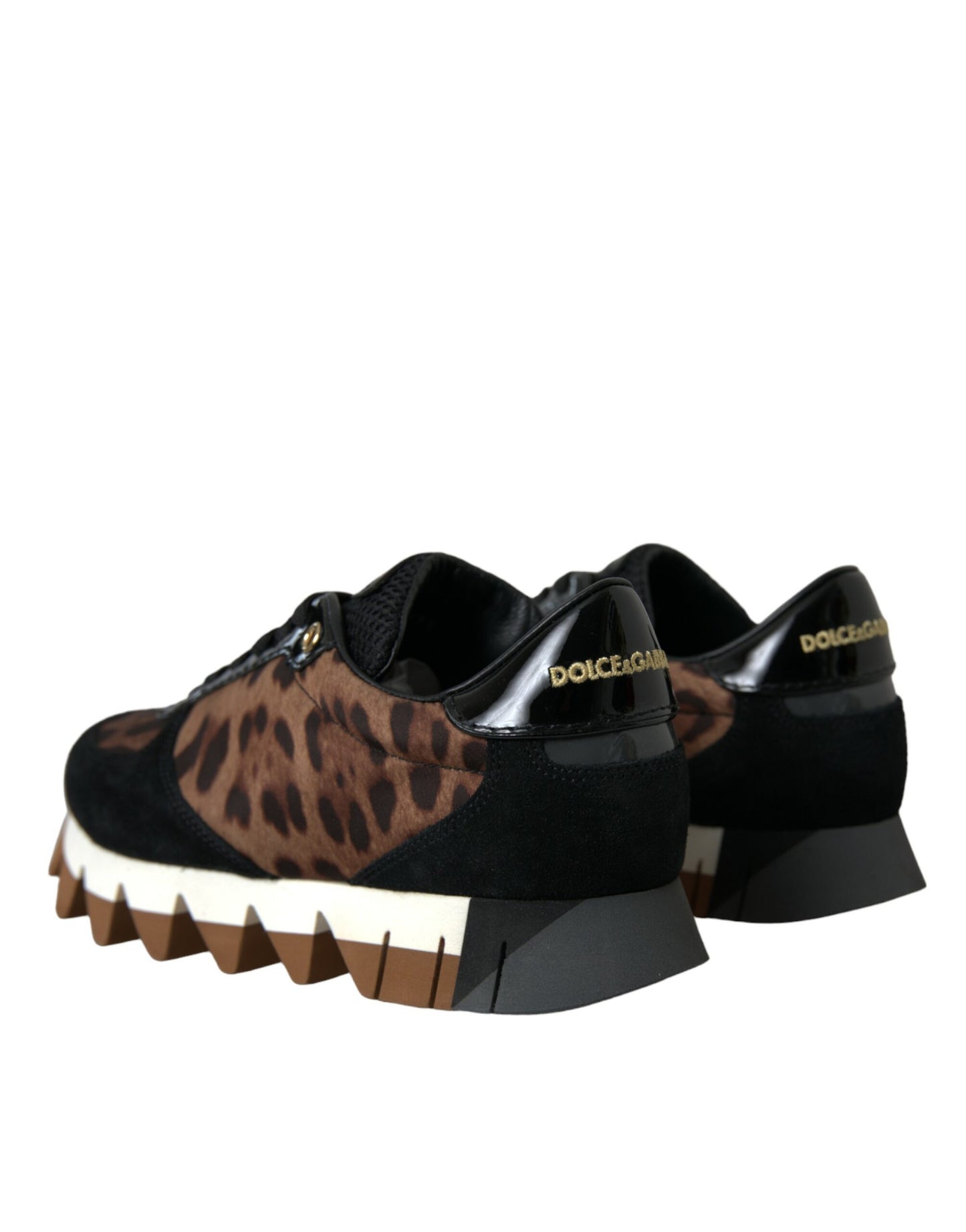 Dolce & Gabbana Schwarz Braun Leopard Low Top Leder Sneaker Schuhe