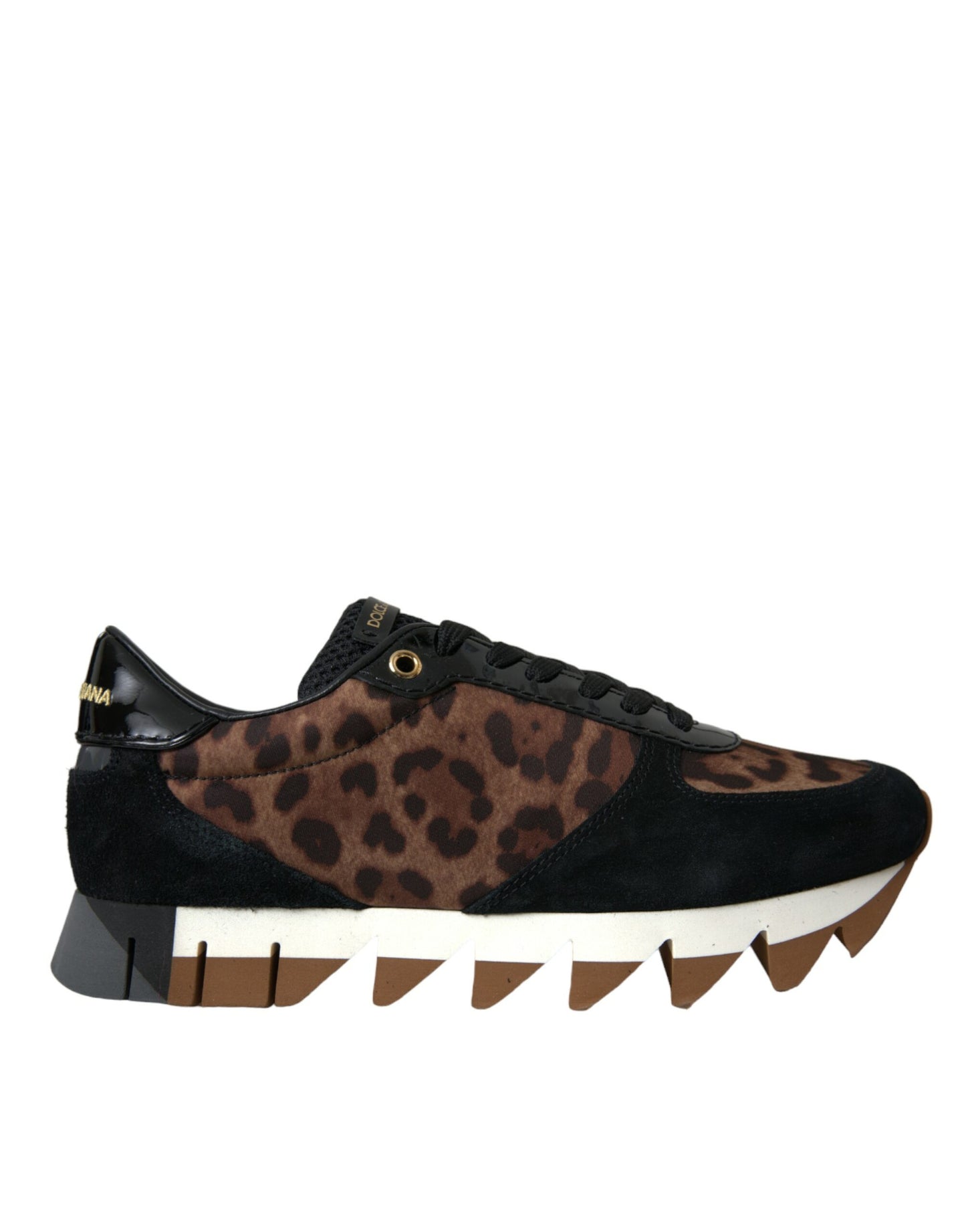 Dolce & Gabbana Schwarz Braun Leopard Low Top Leder Sneaker Schuhe