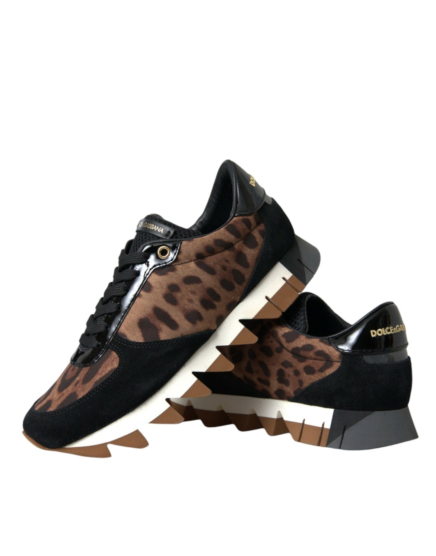 Dolce & Gabbana Schwarz Braun Leopard Low Top Leder Sneaker Schuhe