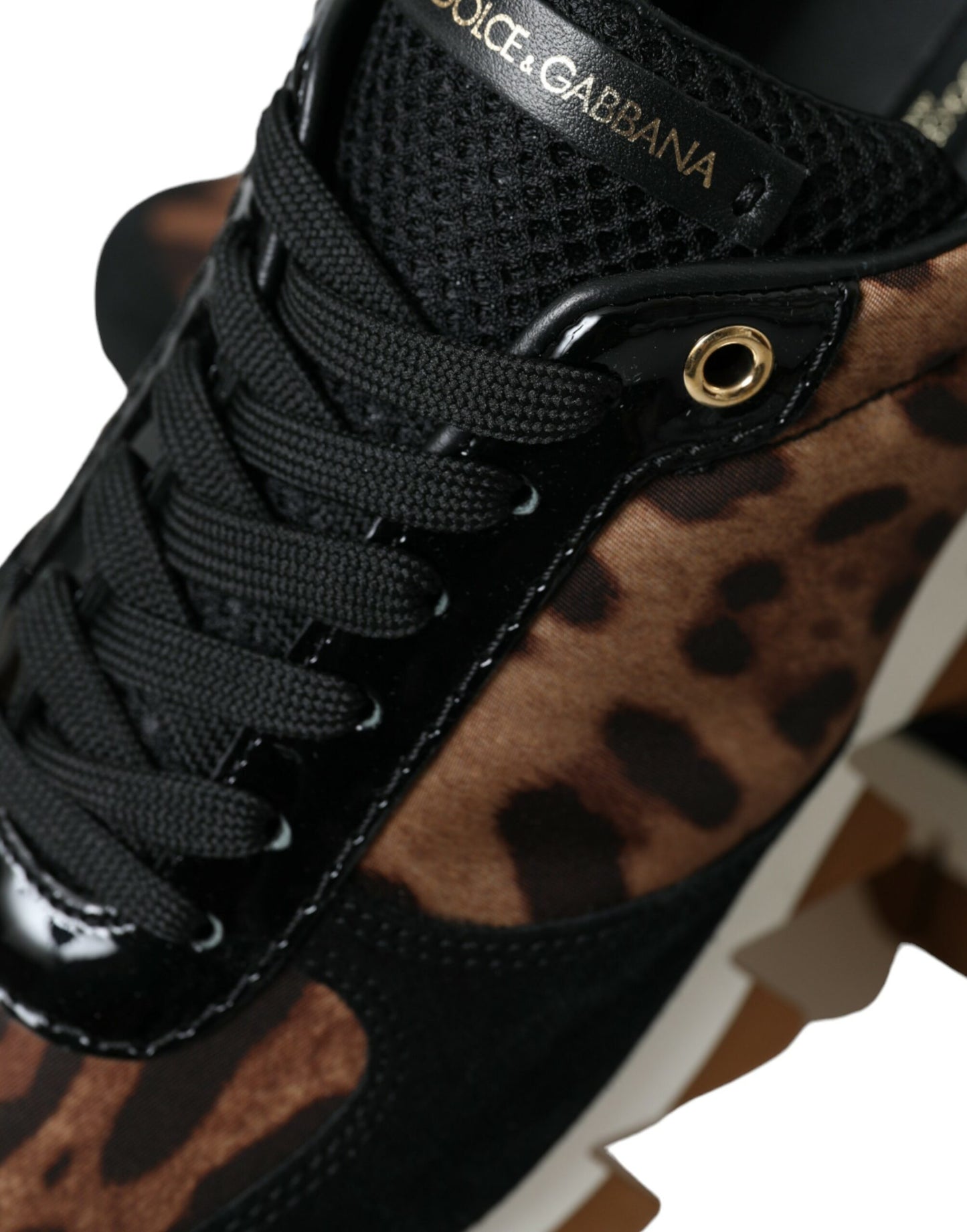 Dolce & Gabbana Schwarz Braun Leopard Low Top Leder Sneaker Schuhe