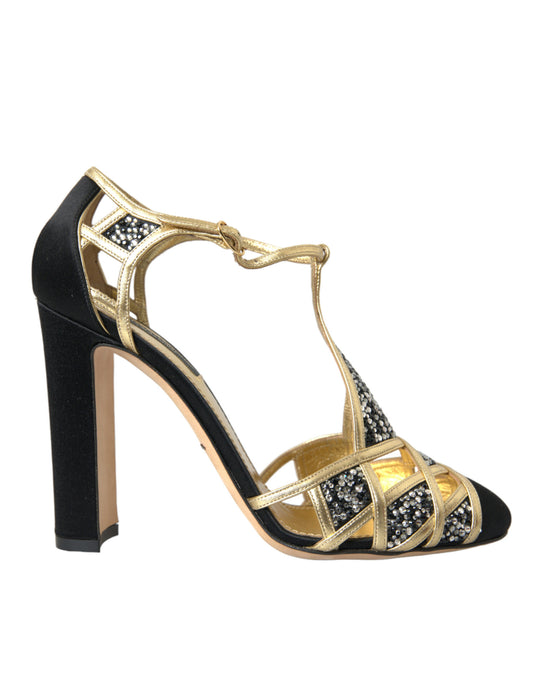 Dolce & Gabbana Schwarz Wildleder Gold verschönert Absätze Pumpe Schuhe