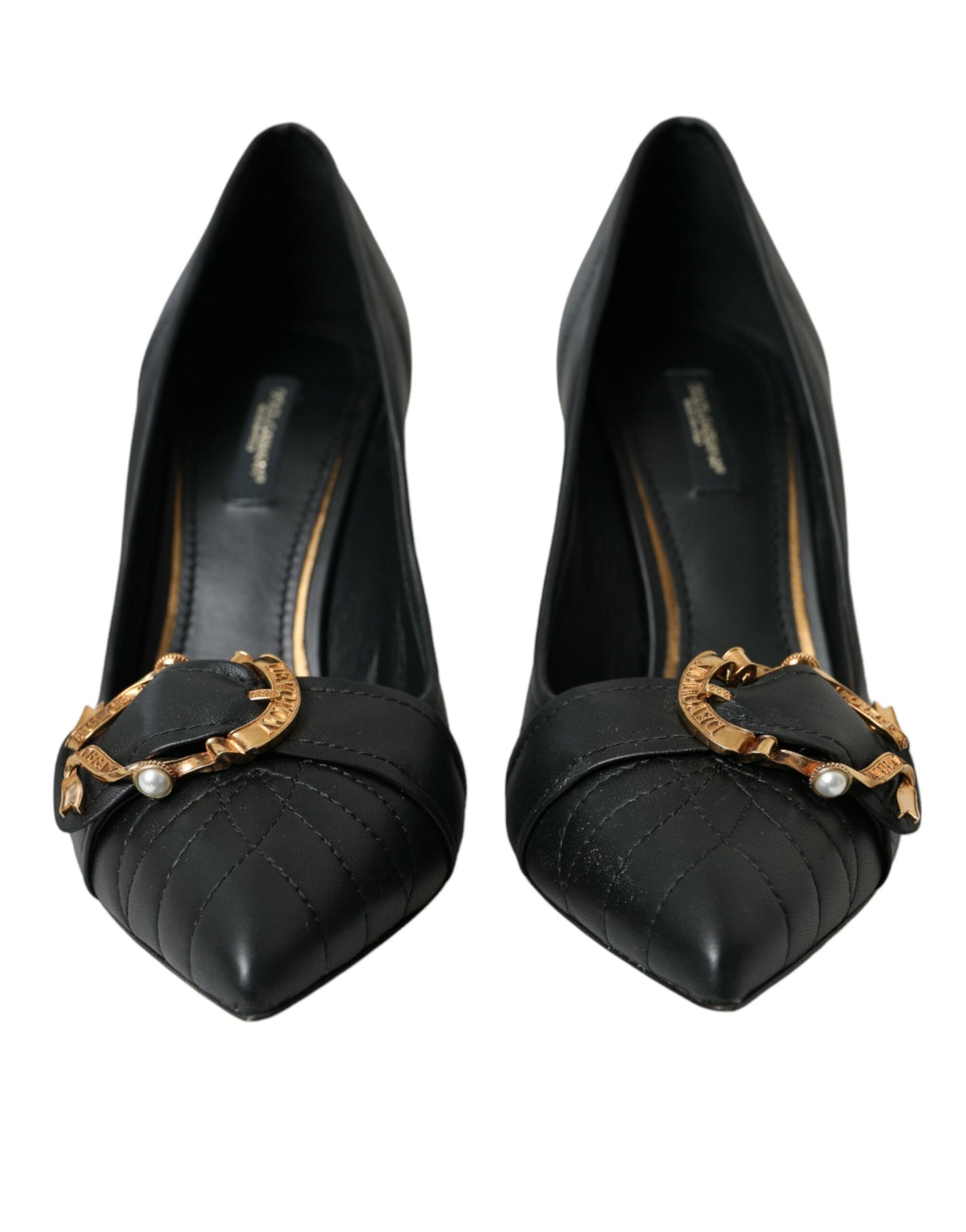 Dolce & Gabbana Schwarz Devotion Leder Heels Pumps Schuhe