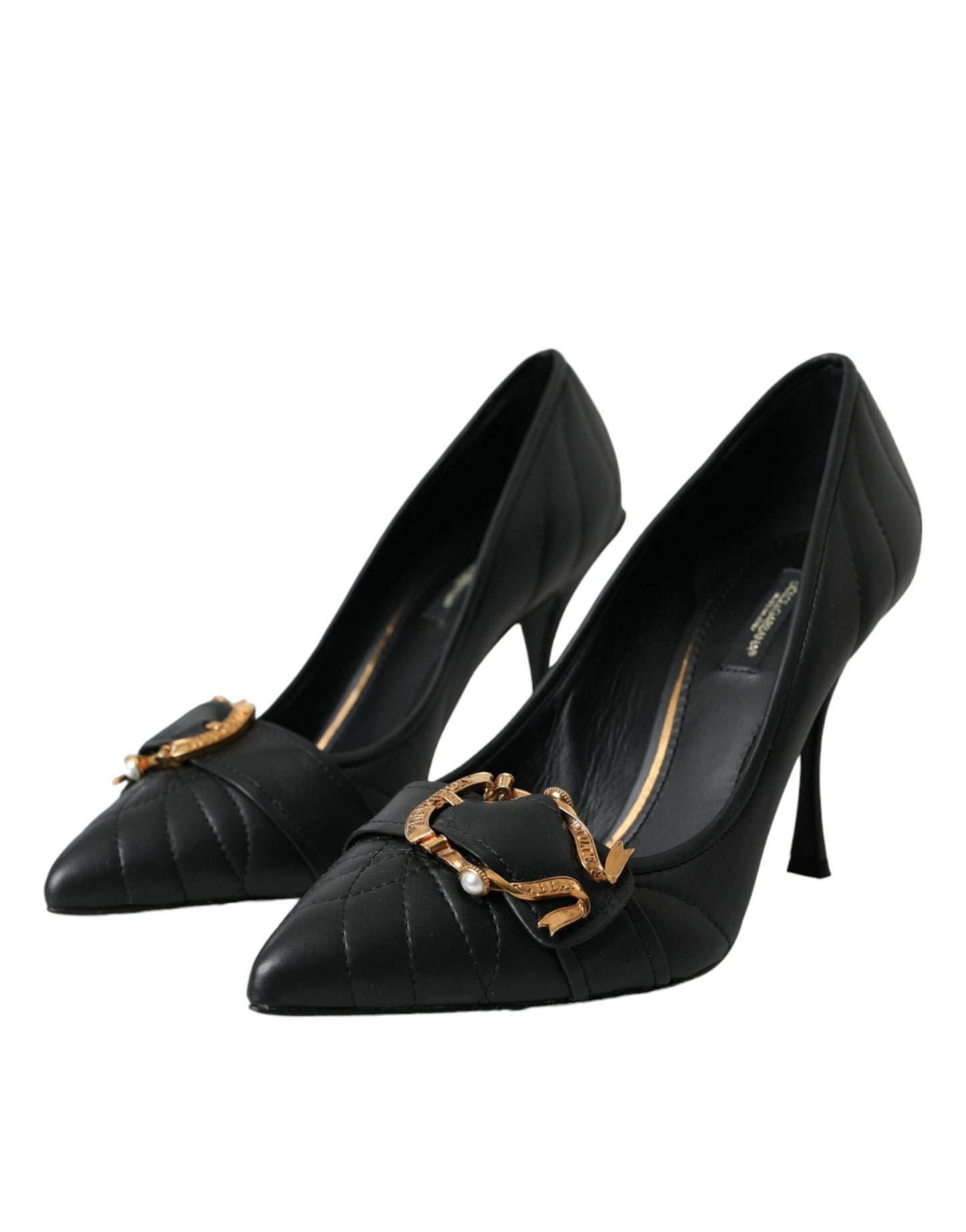 Dolce & Gabbana Schwarz Devotion Leder Heels Pumps Schuhe