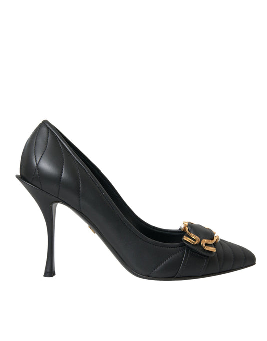 Dolce & Gabbana Schwarz Devotion Leder Heels Pumps Schuhe