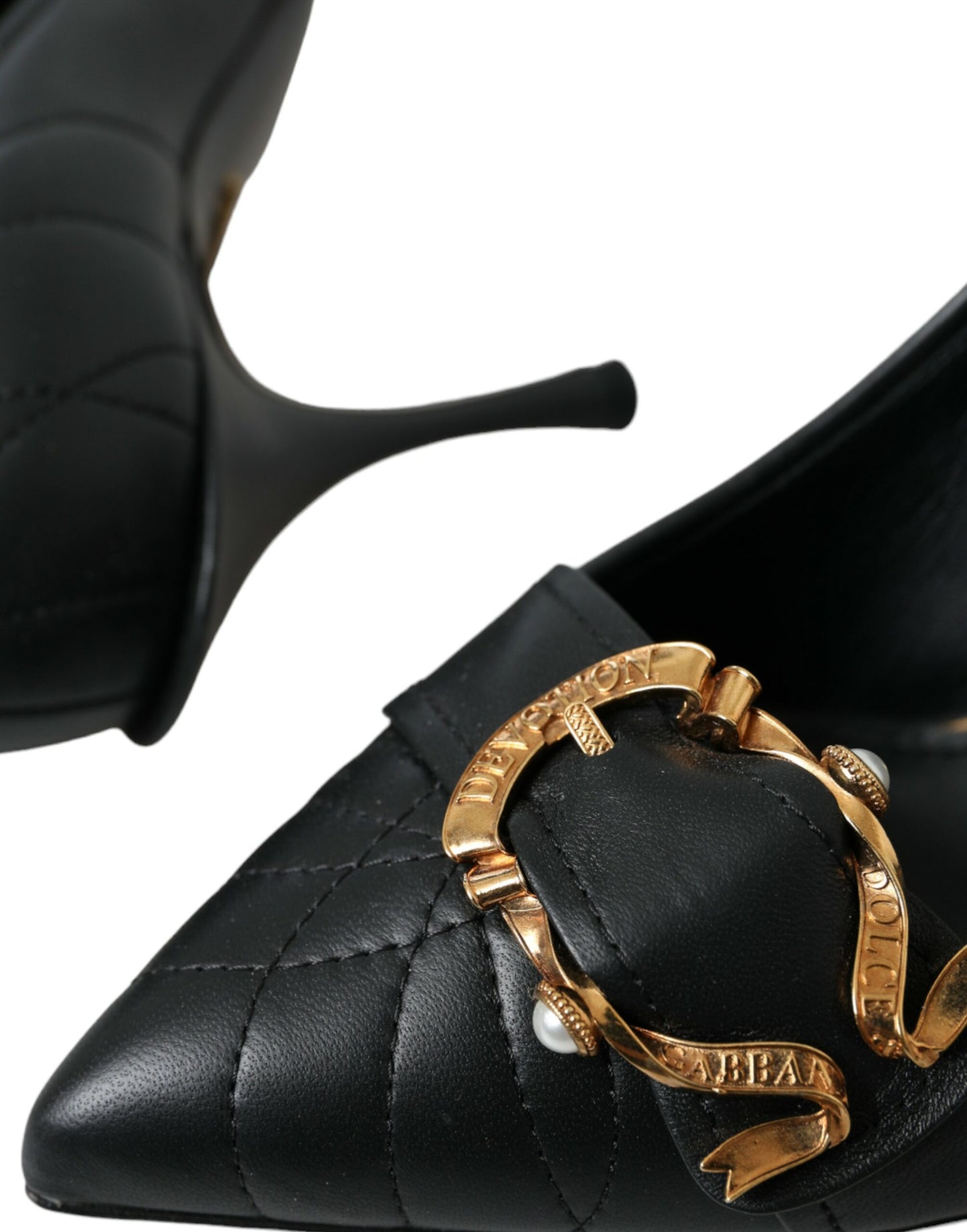 Dolce & Gabbana Schwarz Devotion Leder Heels Pumps Schuhe