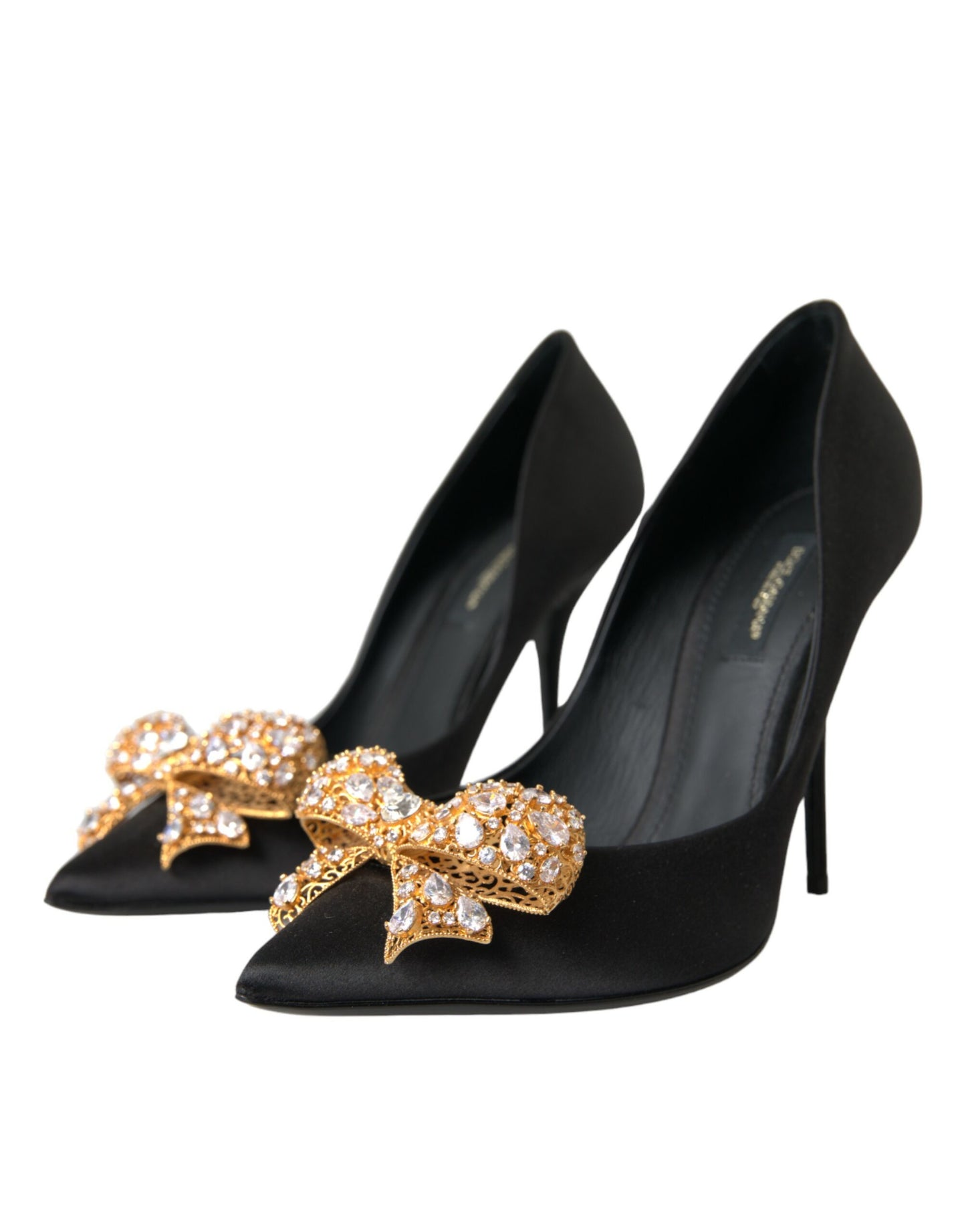 Dolce & Gabbana Schwarz Satin Schleife Kristall Heels Pumps Schuhe